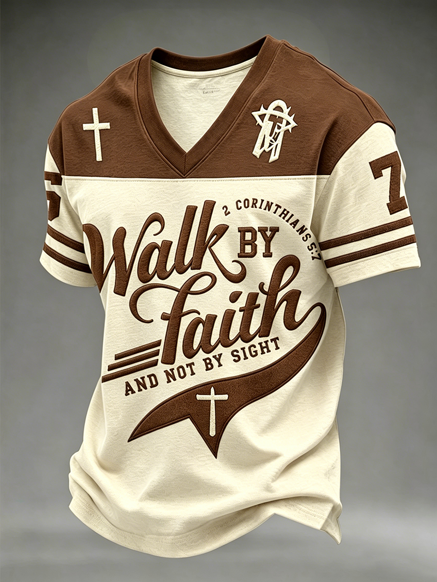 Men's Walk By Faith And Not By Sight V-neck T-shirt