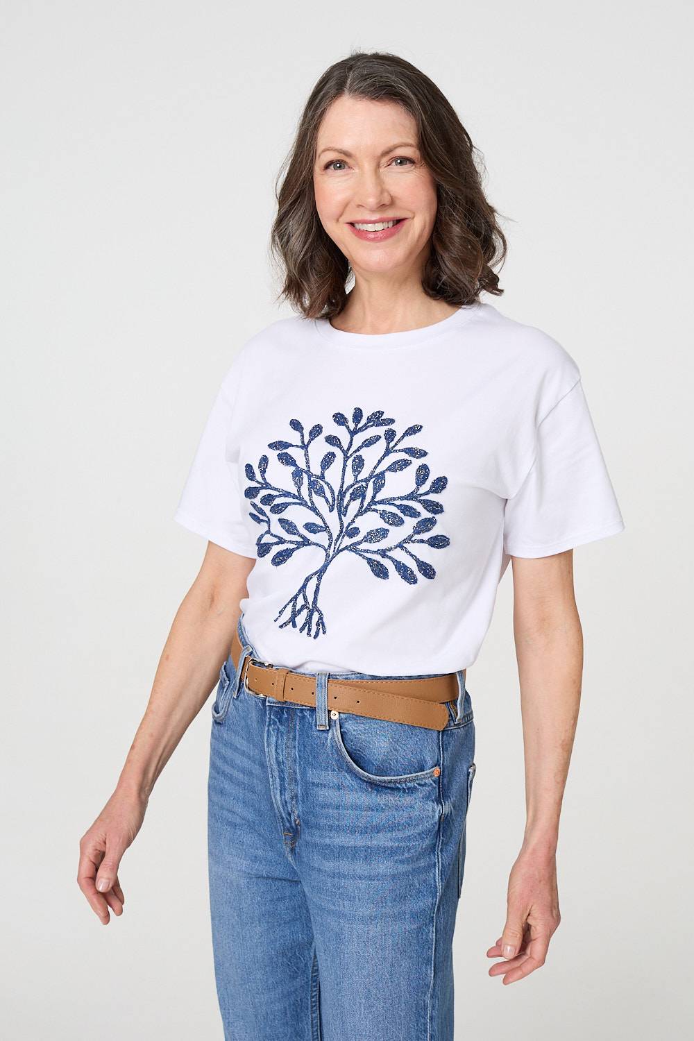 Sparkly Graphic Print Short Sleeve T-Shirt