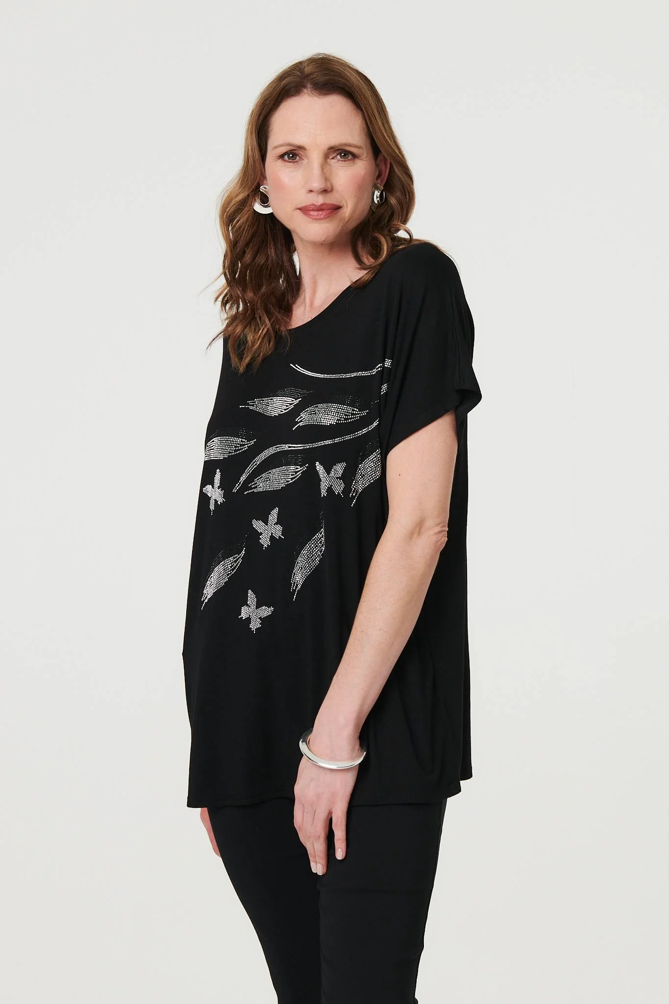 Sparkly Embellished Relaxed T-Shirt