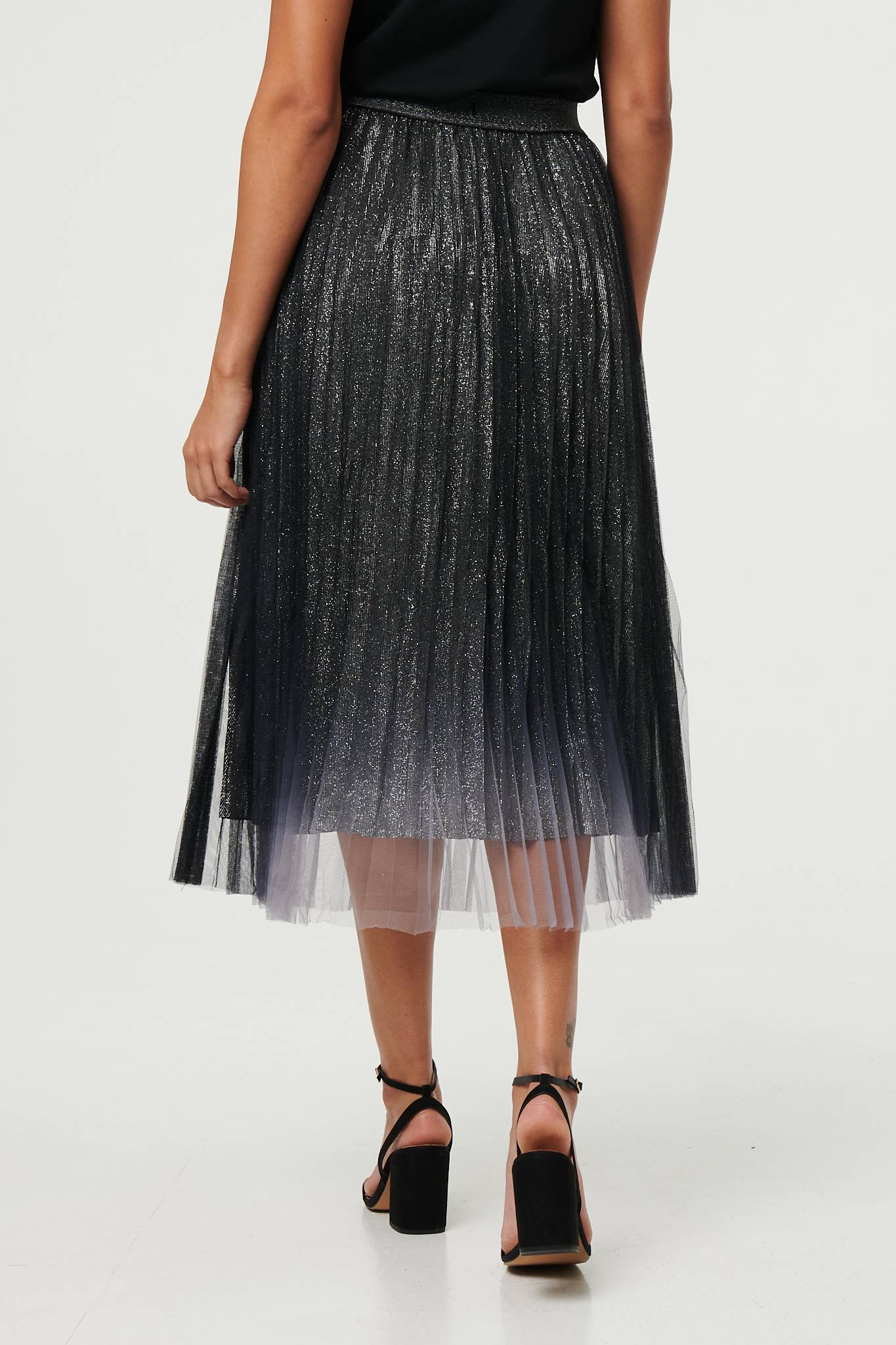 Sparkly Semi Sheer High Waist Skirt