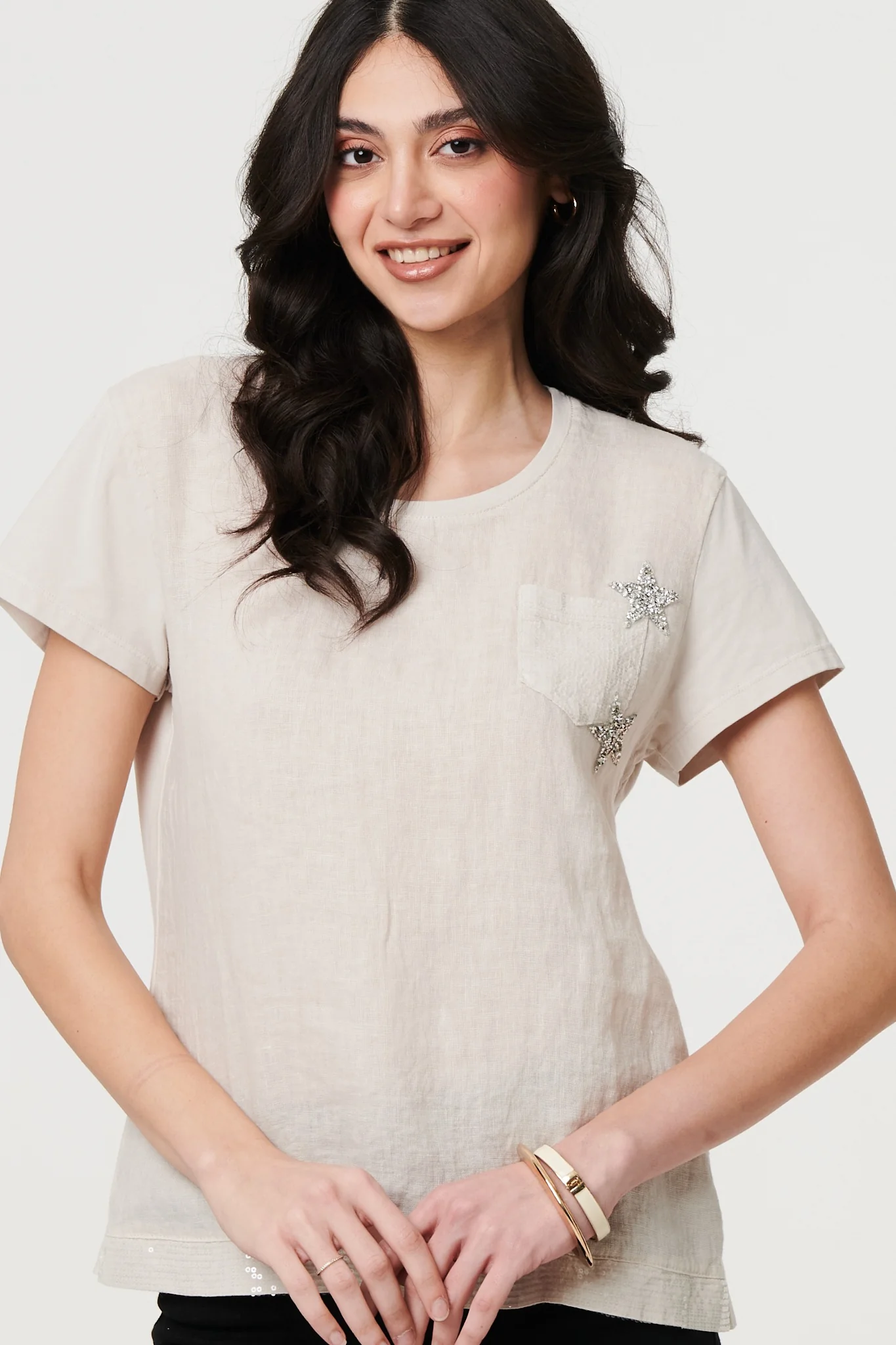 Metallic Star Detail Relaxed T-Shirt