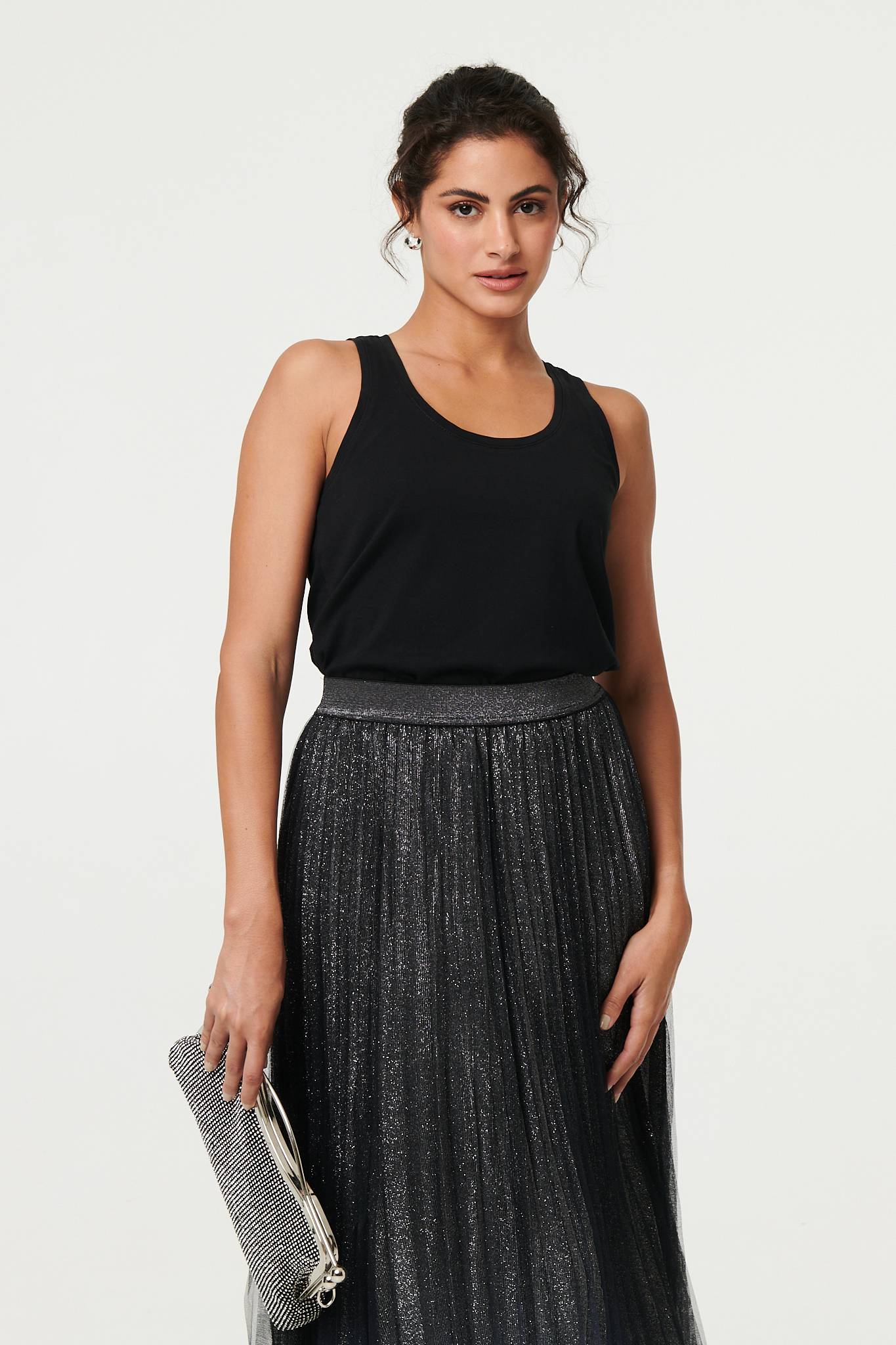 Sparkly Semi Sheer High Waist Skirt