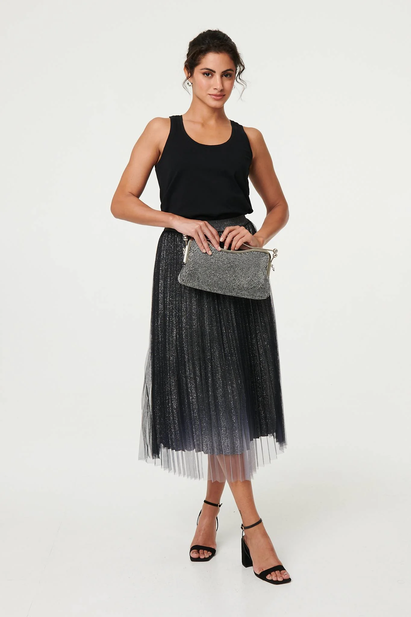 Sparkly Semi Sheer High Waist Skirt