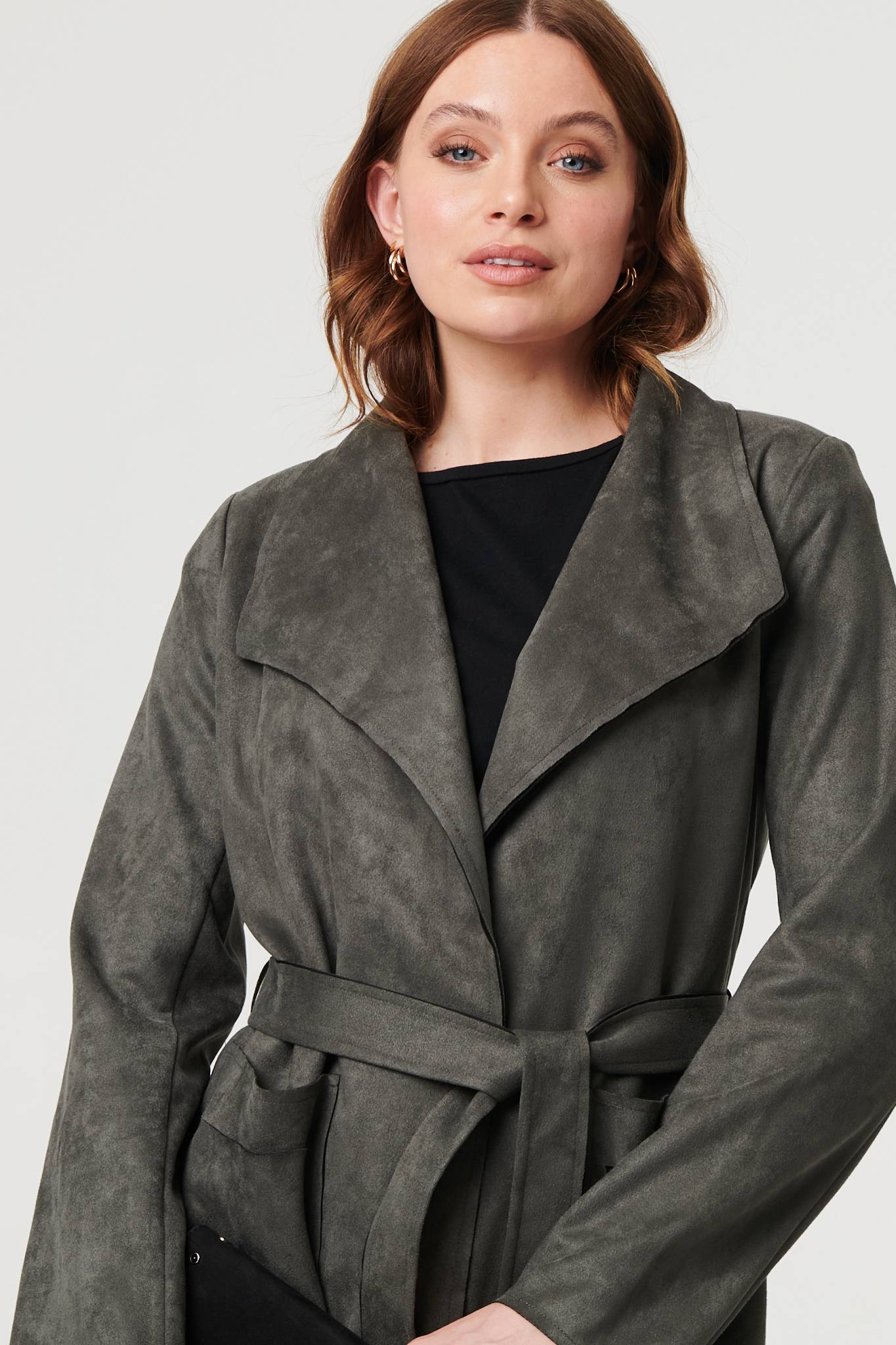 Tie Waist Longline Trench Coat