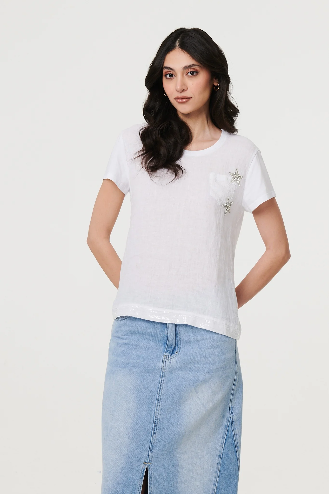 Metallic Star Detail Relaxed T-Shirt