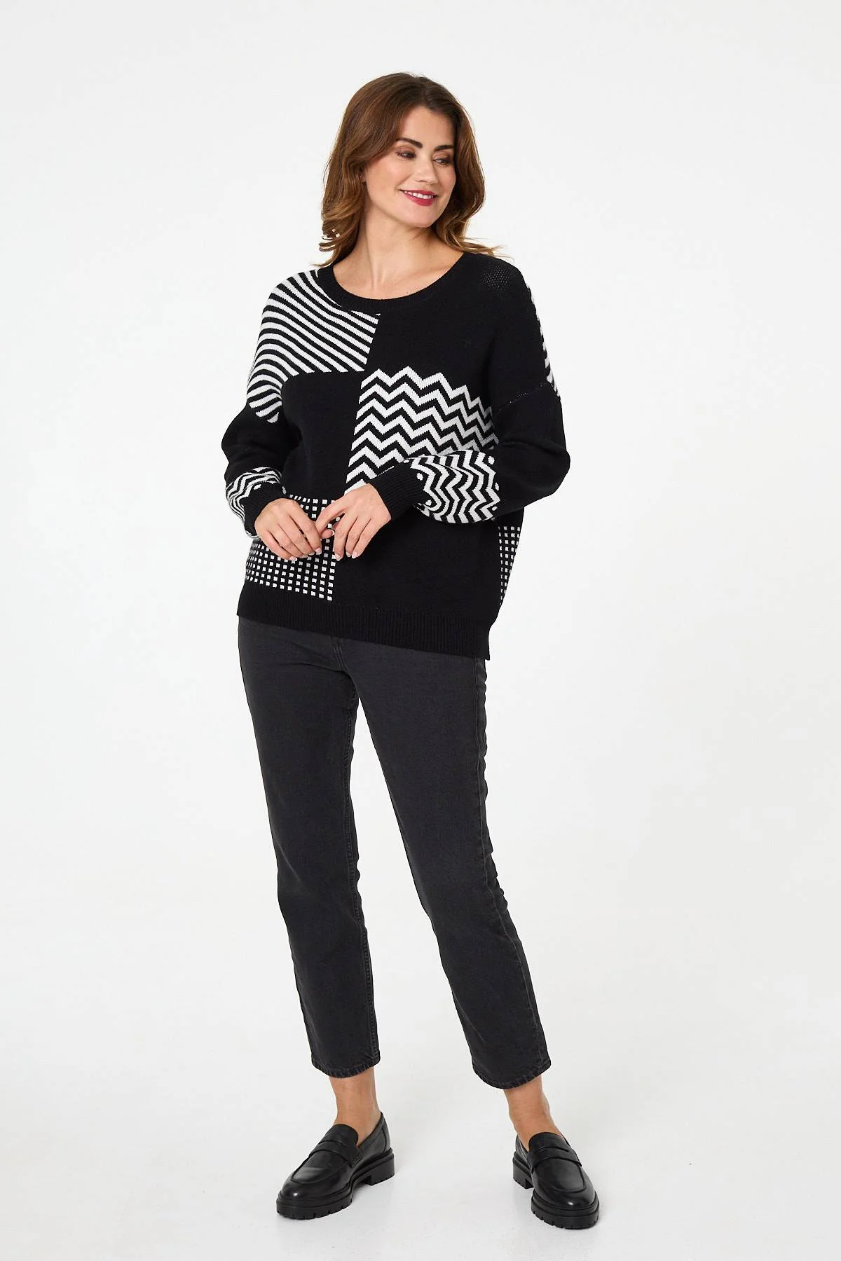 Print Drop Shoulder Relaxed Jumper