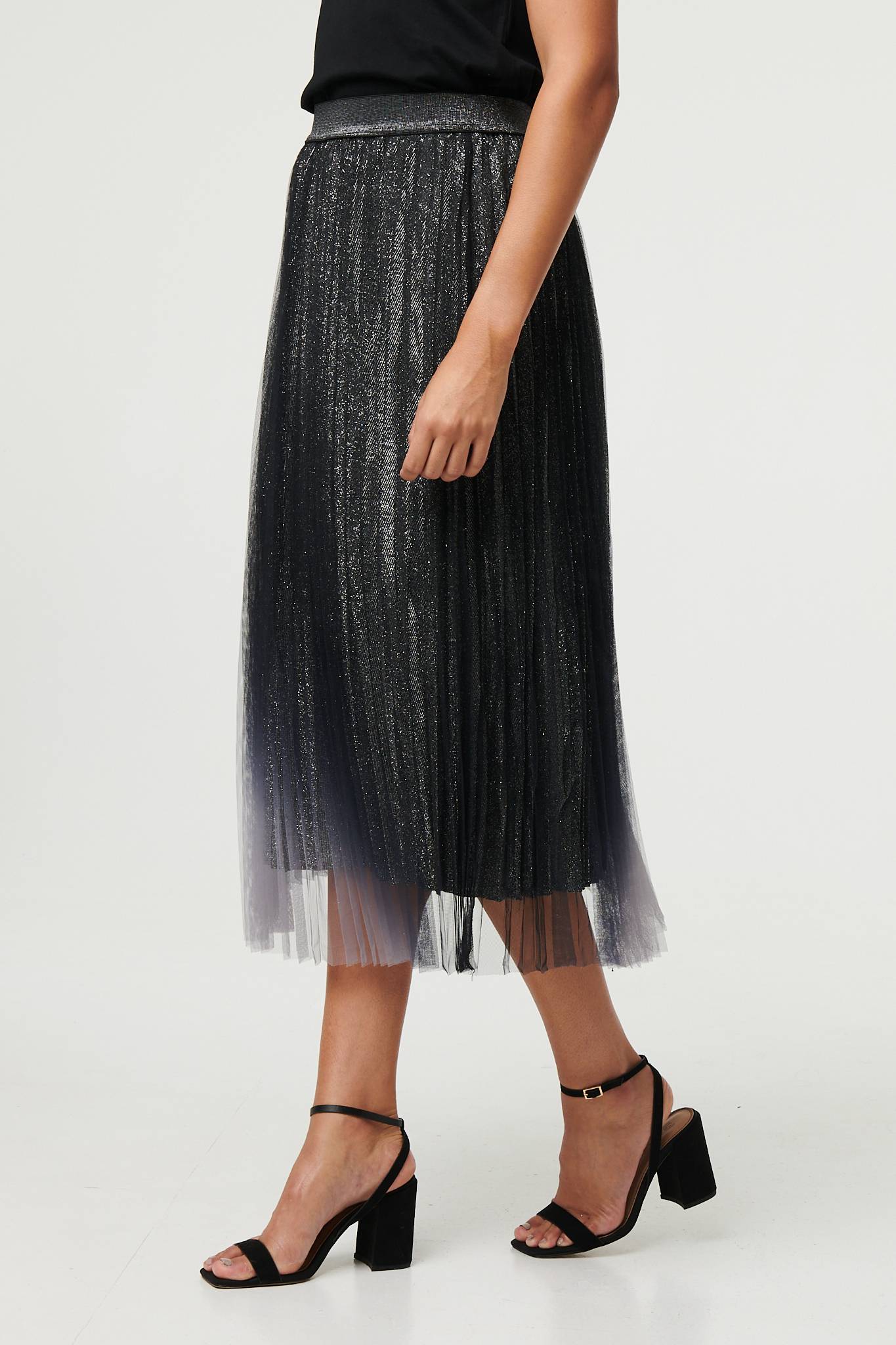 Sparkly Semi Sheer High Waist Skirt