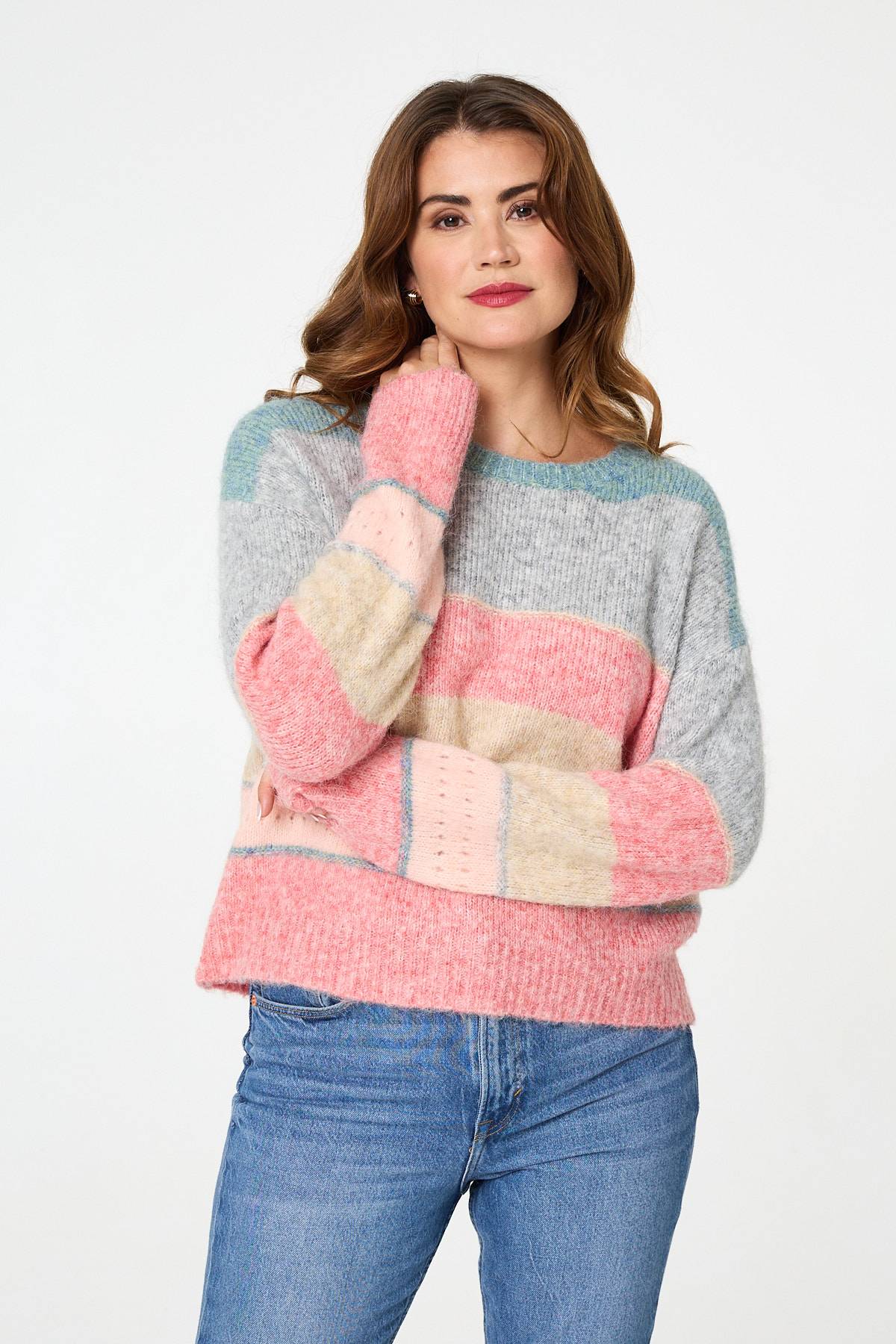 Striped Textured Long Sleeve Jumper