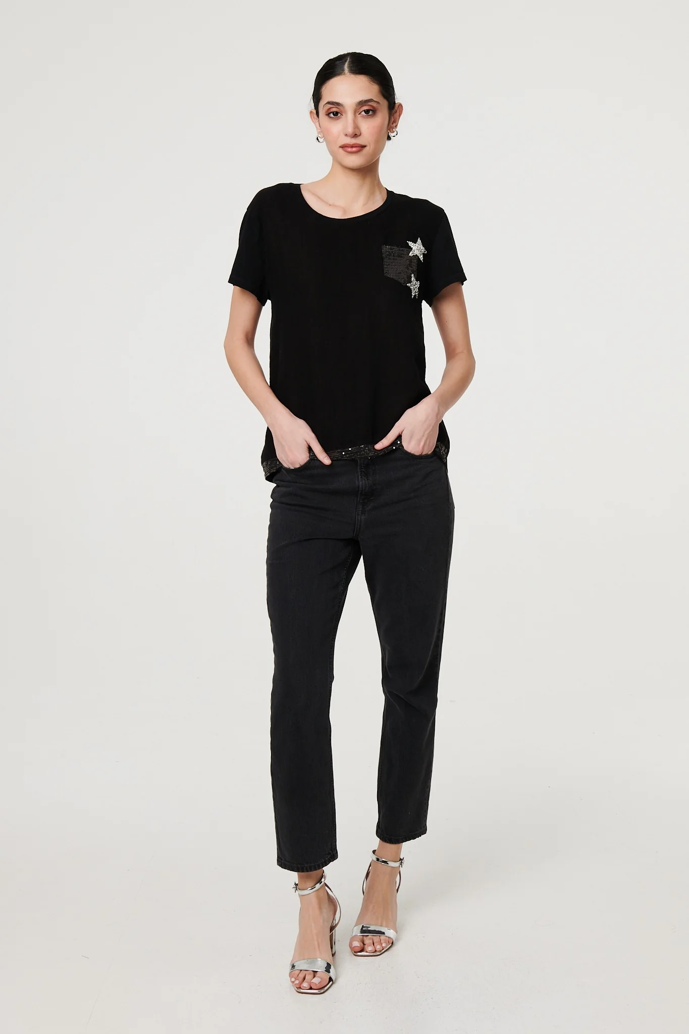 Metallic Star Detail Relaxed T-Shirt