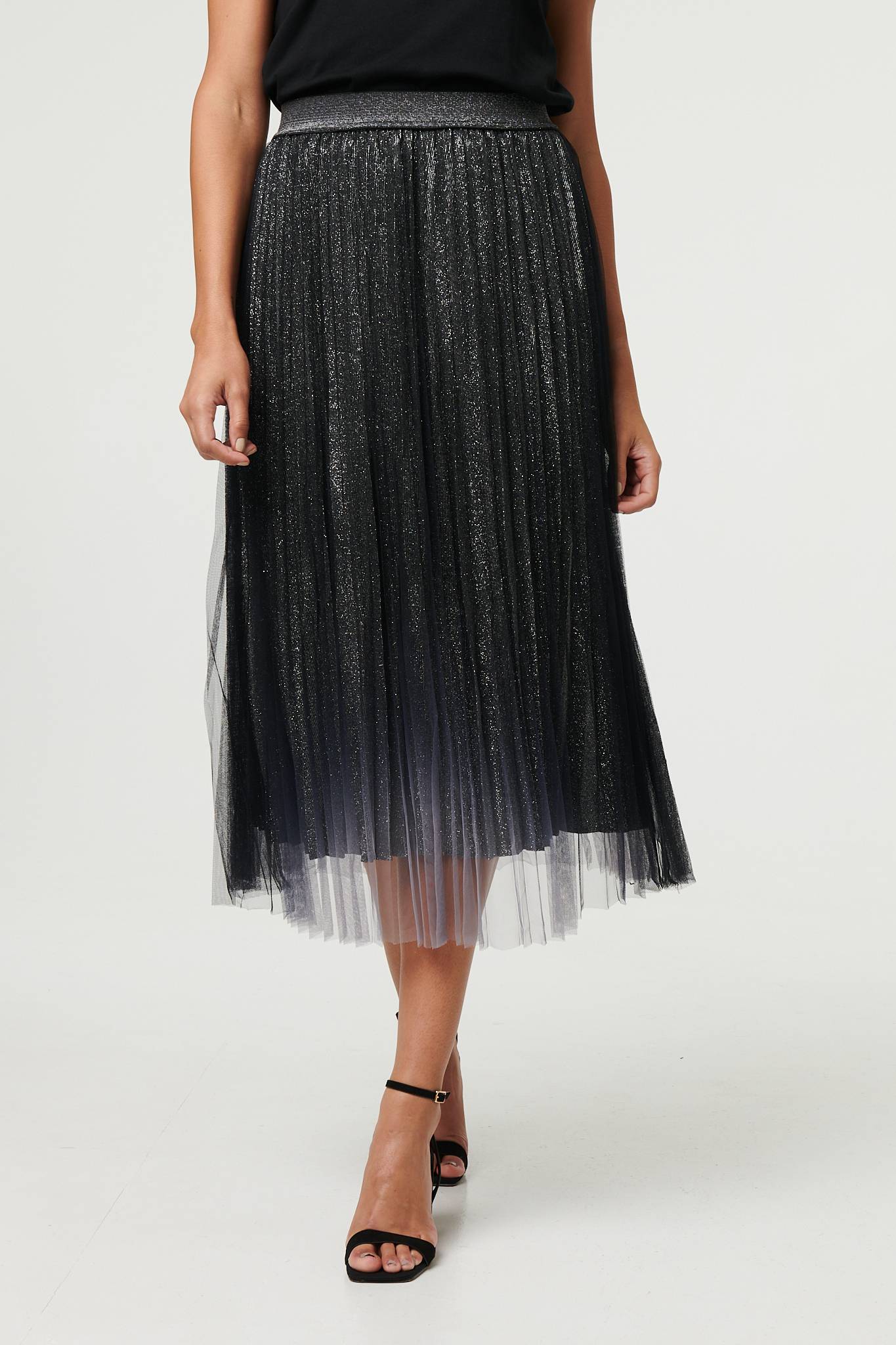 Sparkly Semi Sheer High Waist Skirt