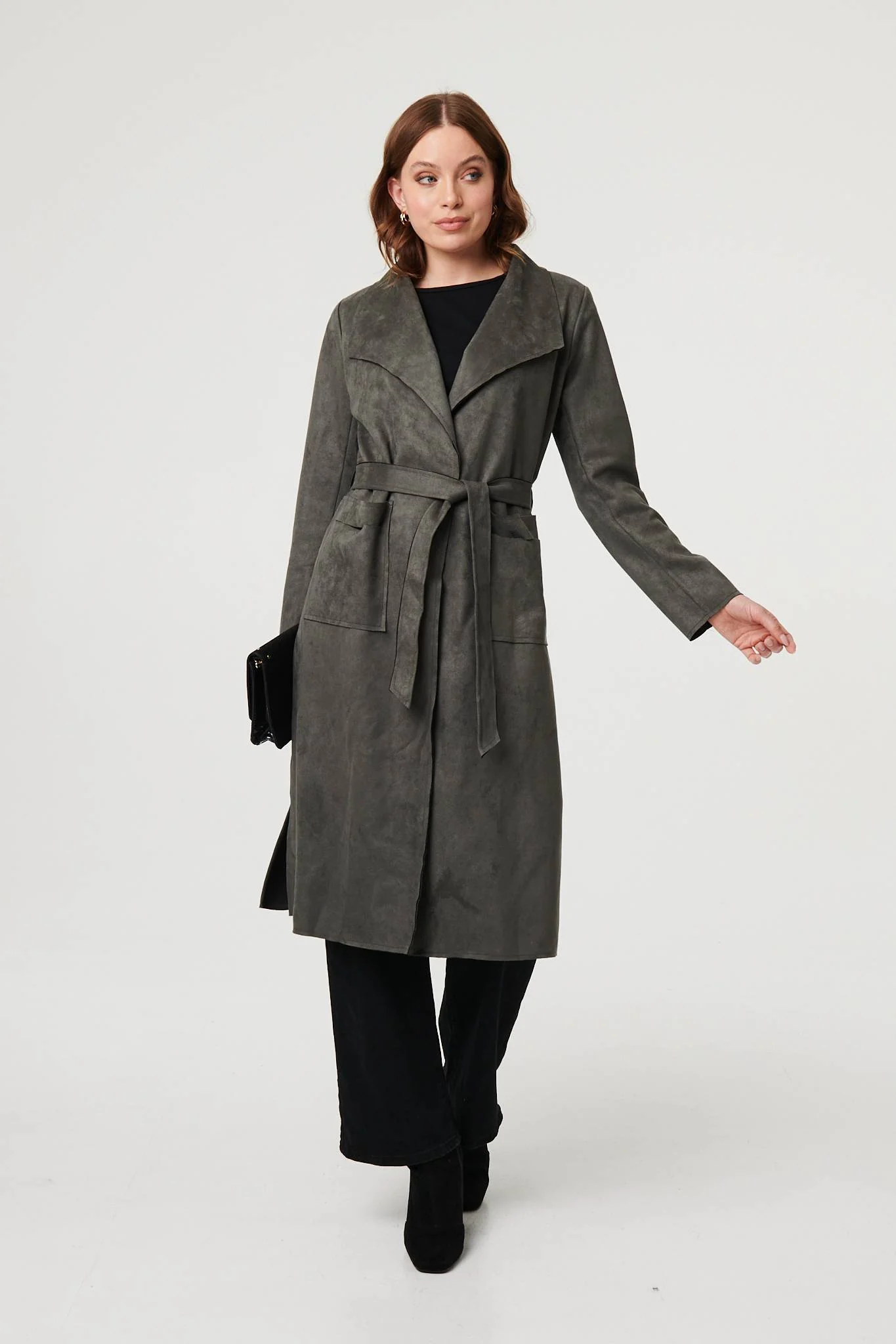 Tie Waist Longline Trench Coat