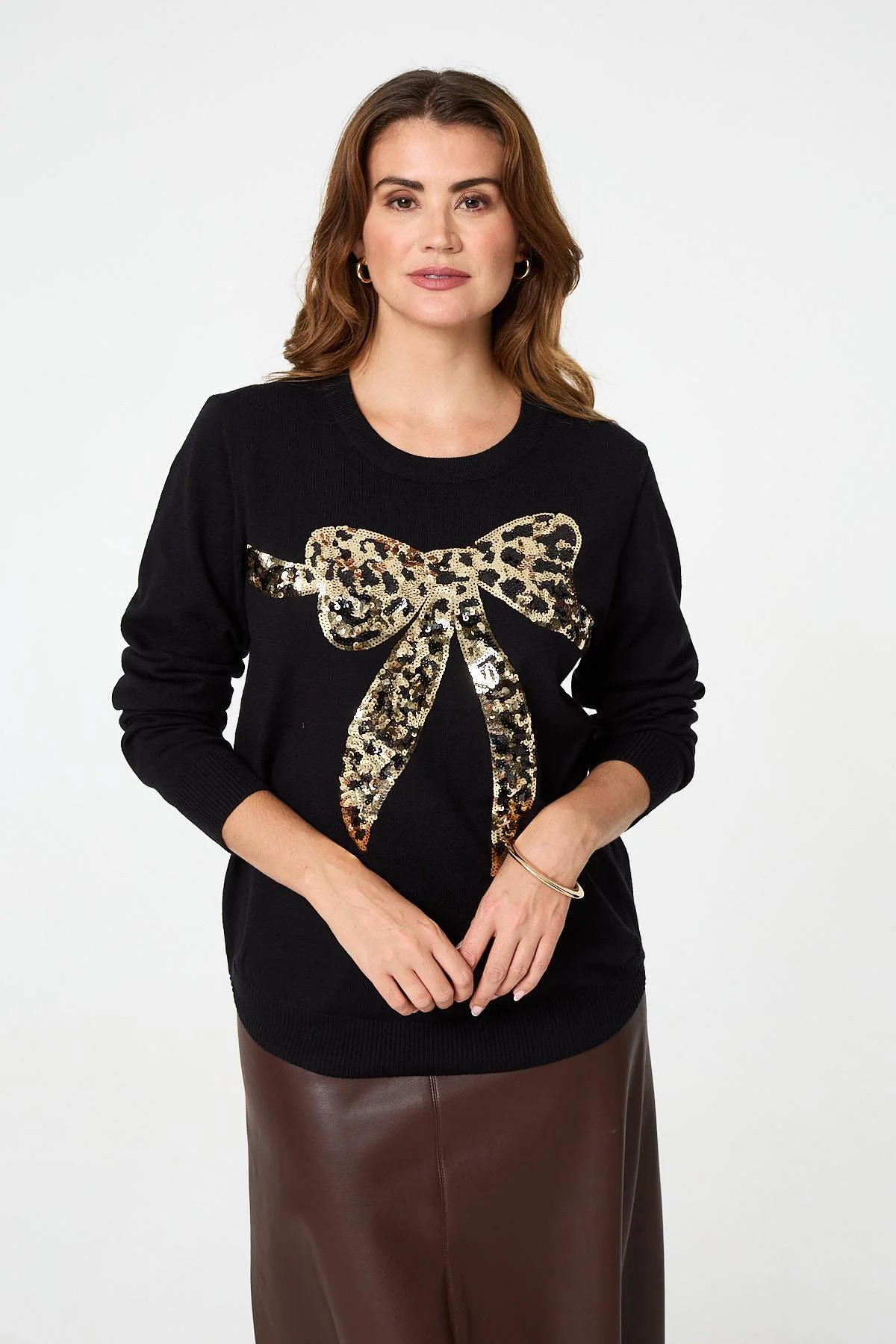 Sparkly Bow Detail Long Sleeve Jumper