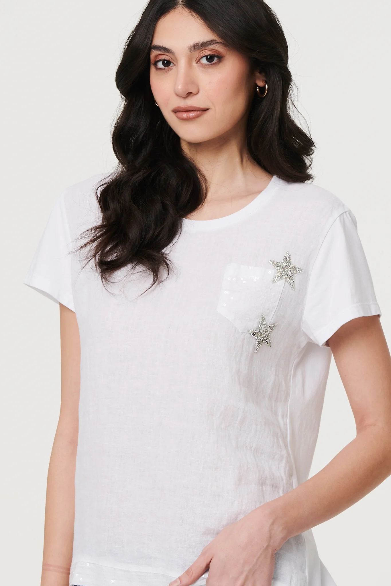 Metallic Star Detail Relaxed T-Shirt
