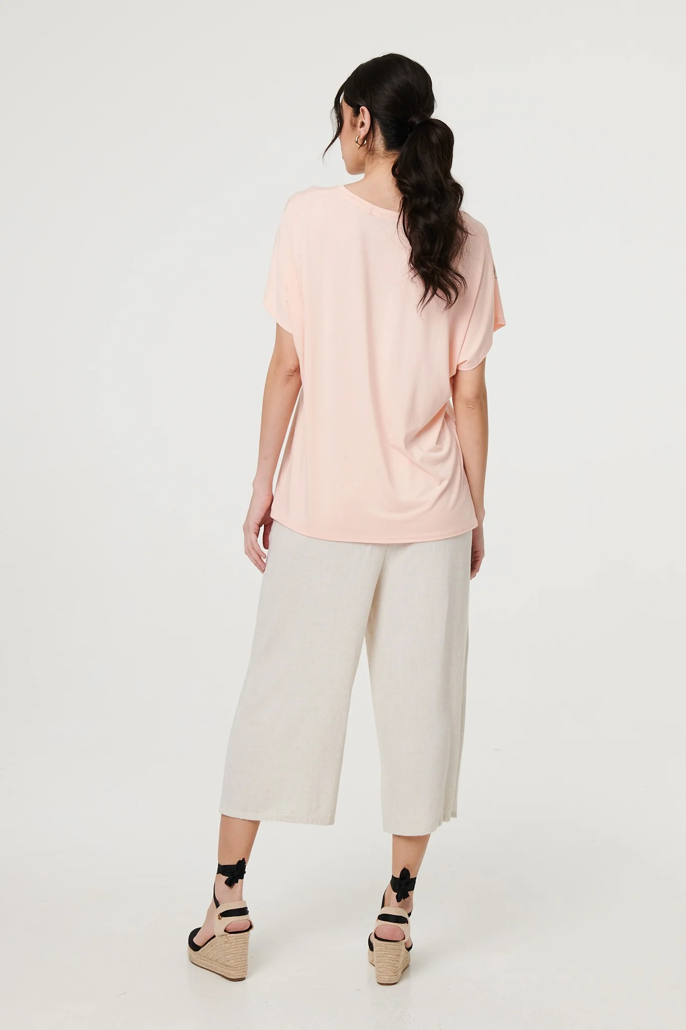 Sparkly Feather Print Relaxed T-Shirt