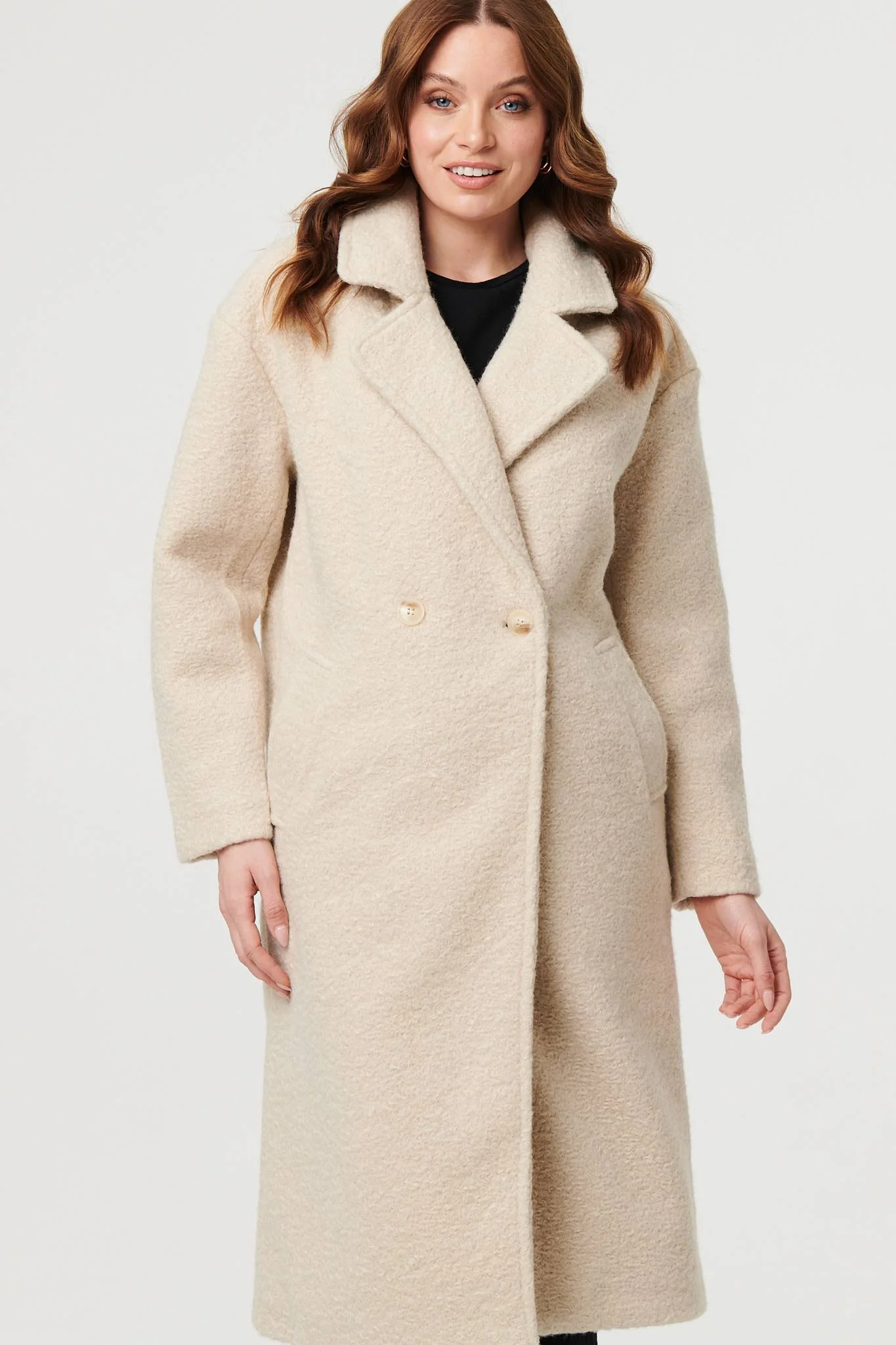 Texture Long Sleeve Oversized Coat
