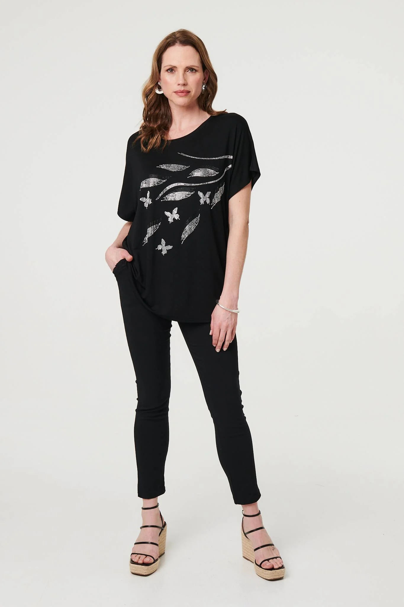 Sparkly Embellished Relaxed T-Shirt