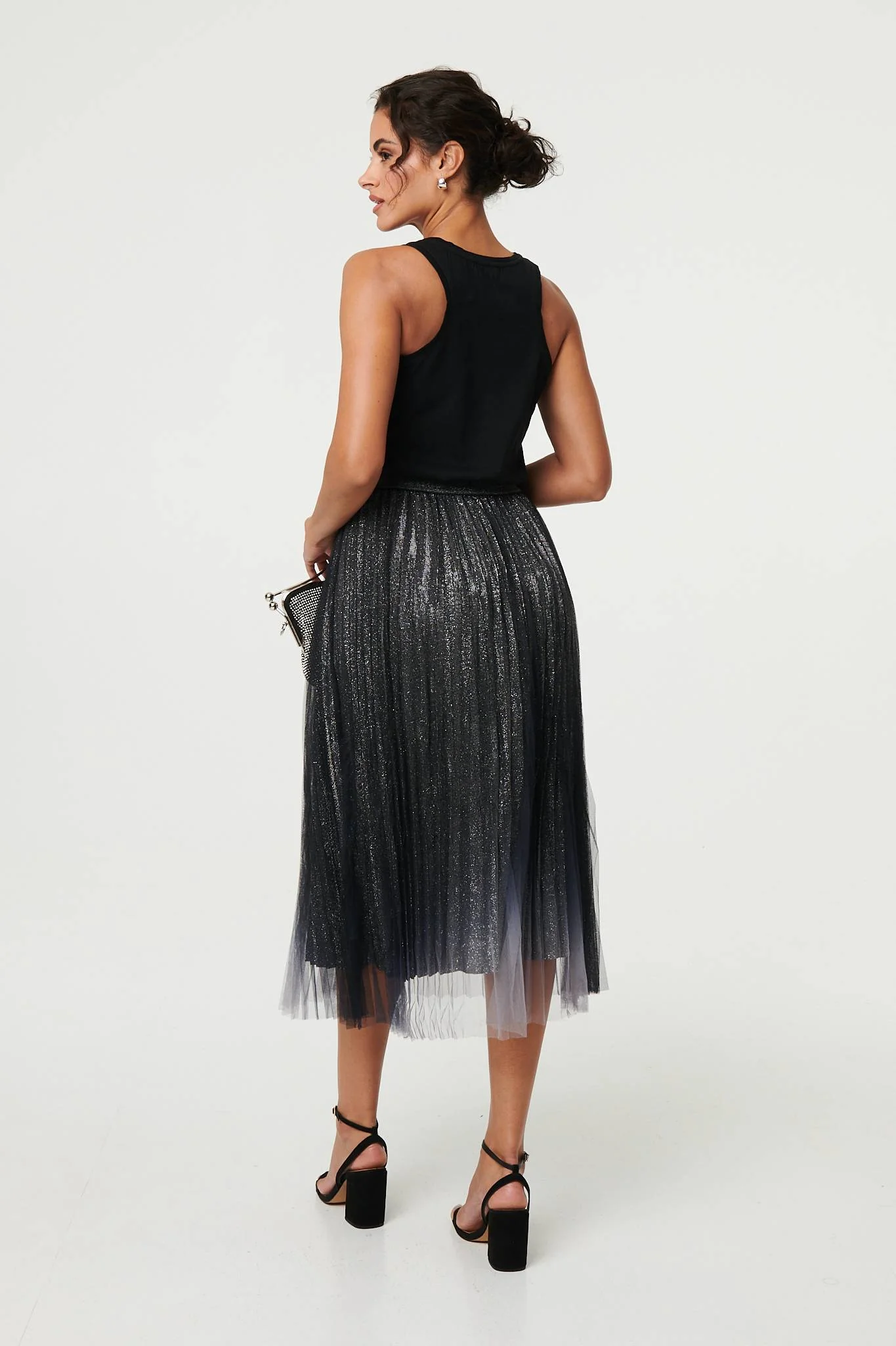 Sparkly Semi Sheer High Waist Skirt
