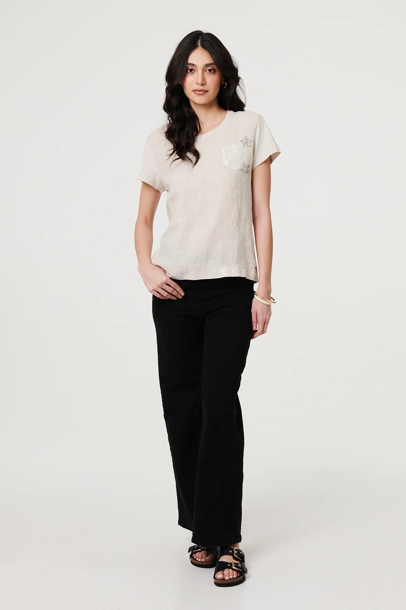 Metallic Star Detail Relaxed T-Shirt