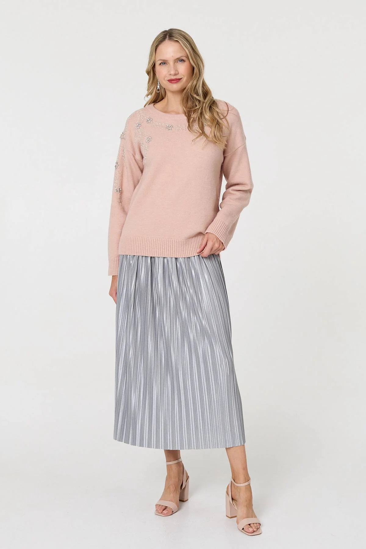 Sparkly Floral Detail Relaxed Jumper