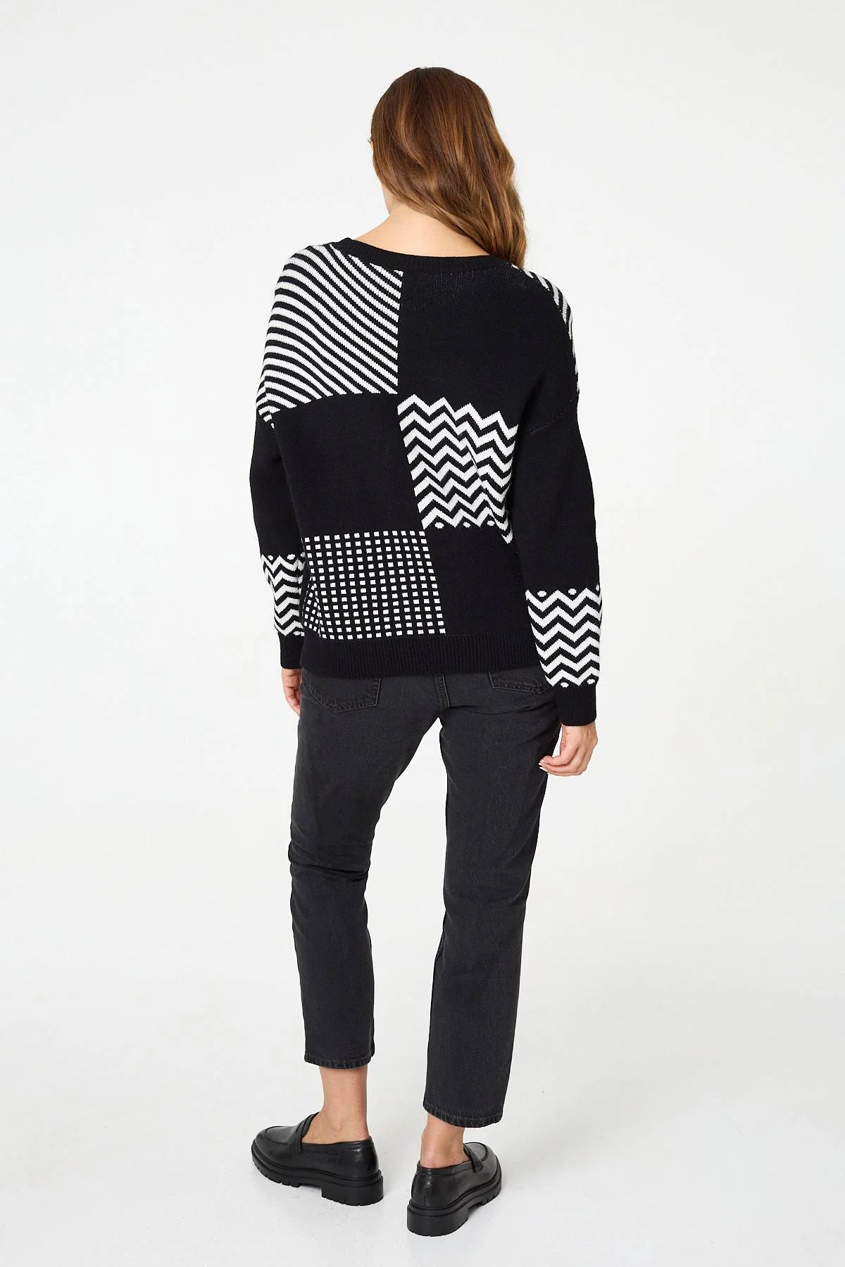 Print Drop Shoulder Relaxed Jumper