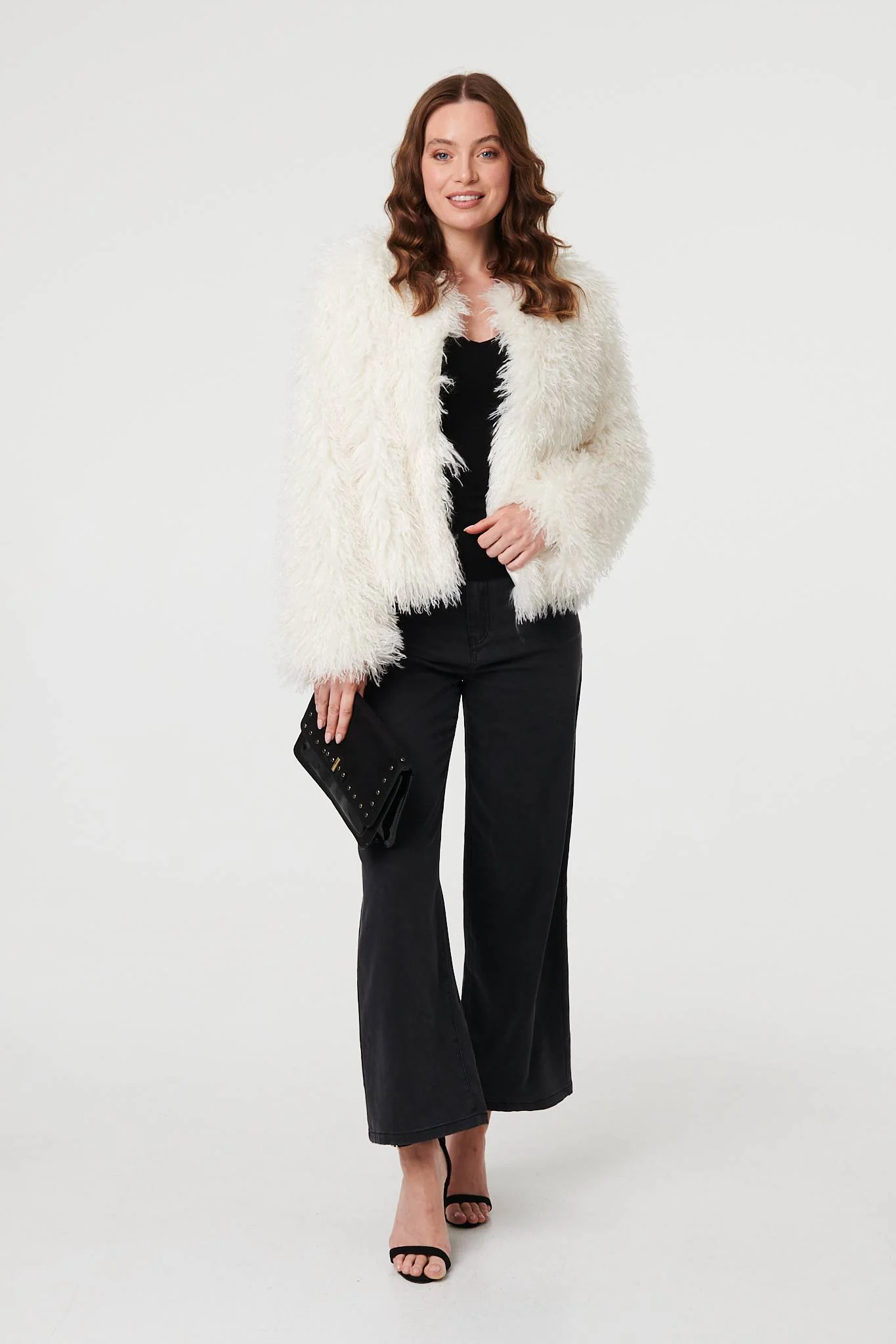 Faux Fur Textured Cropped Jacket