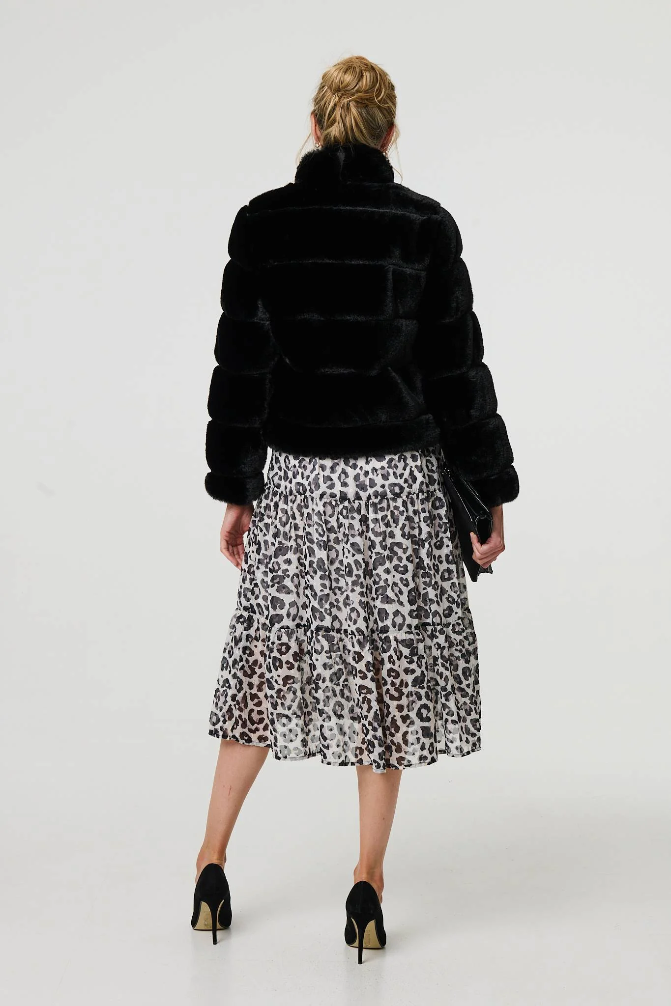 Faux Fur High Neck Cropped Jacket