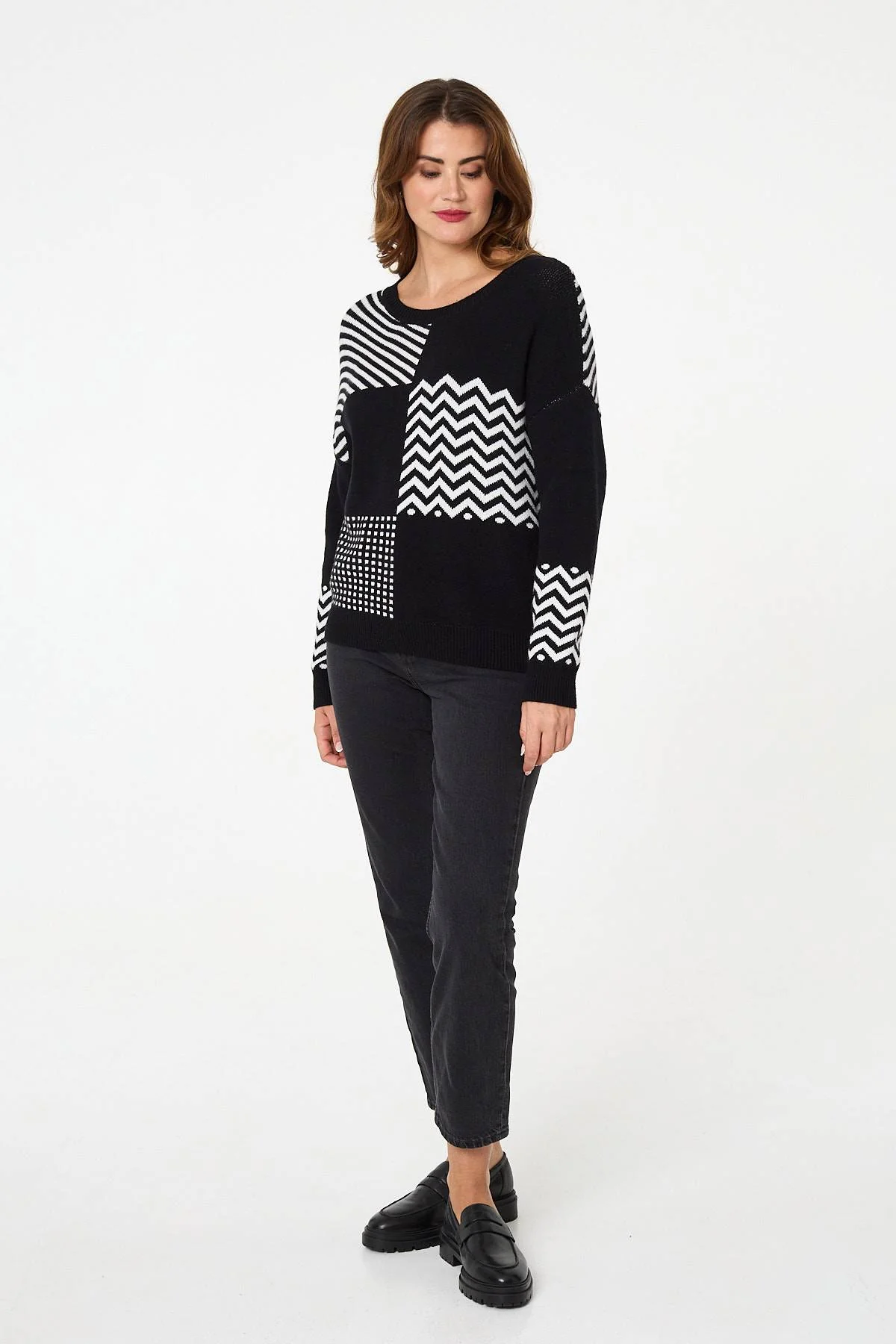 Print Drop Shoulder Relaxed Jumper