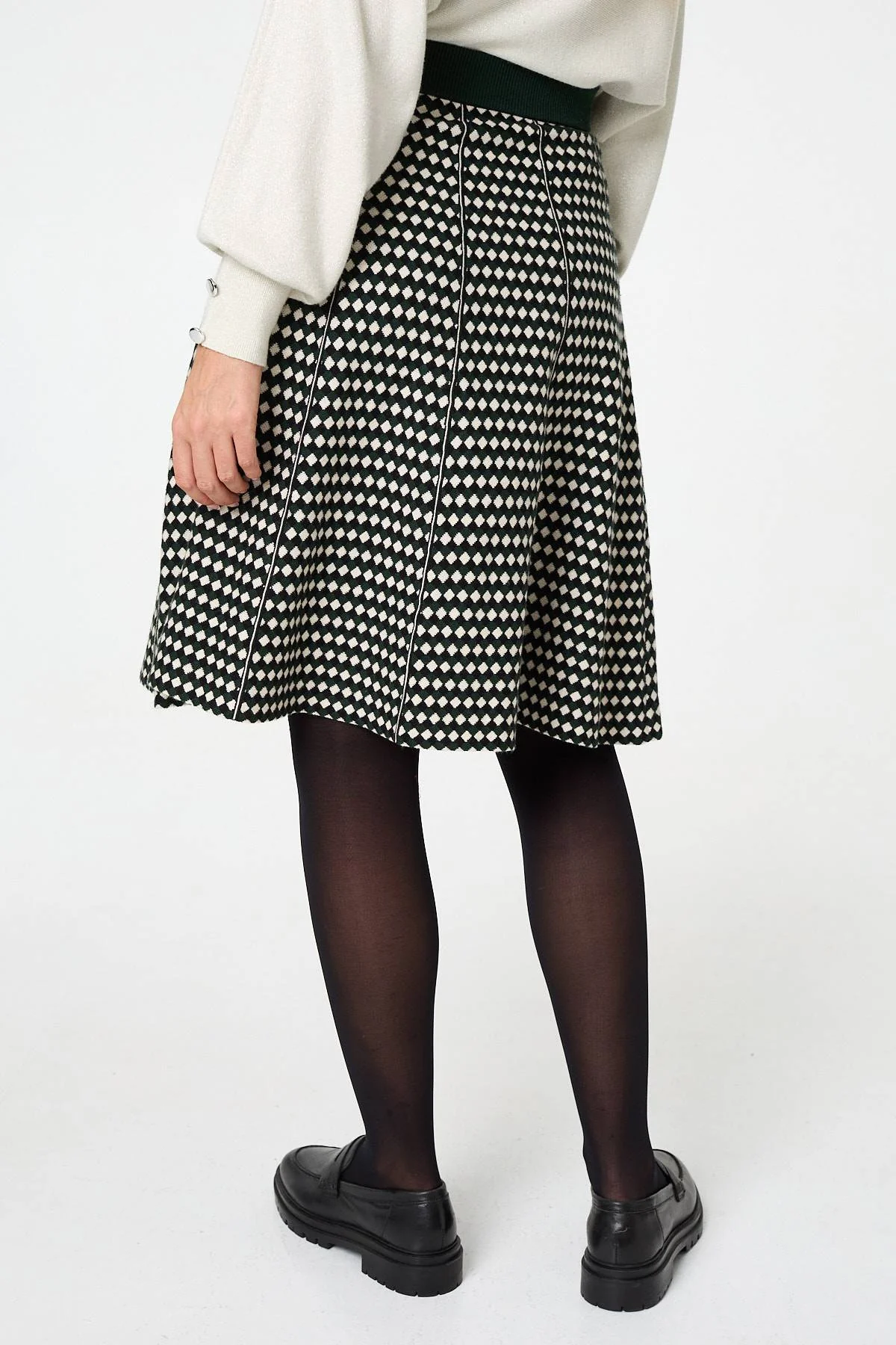 Geo Print High Waist Knee Length Skirt