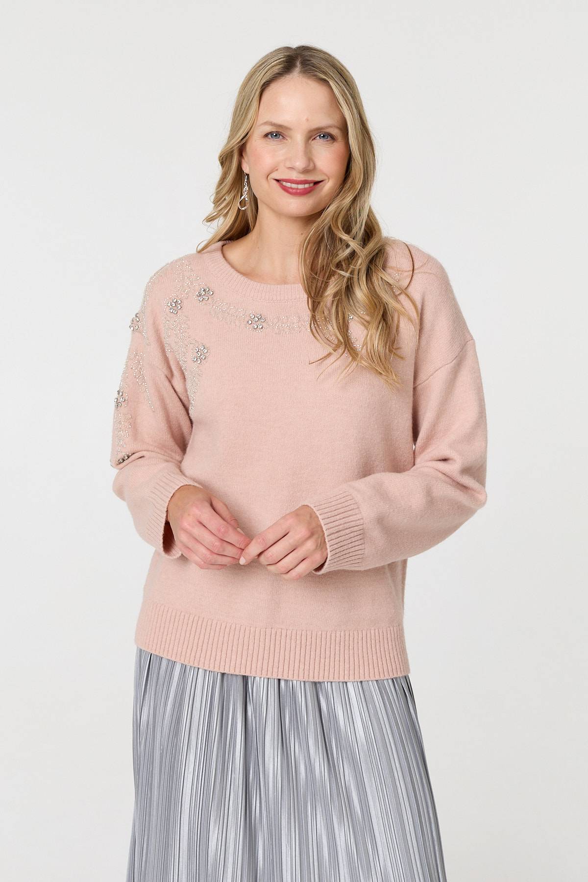 Sparkly Floral Detail Relaxed Jumper