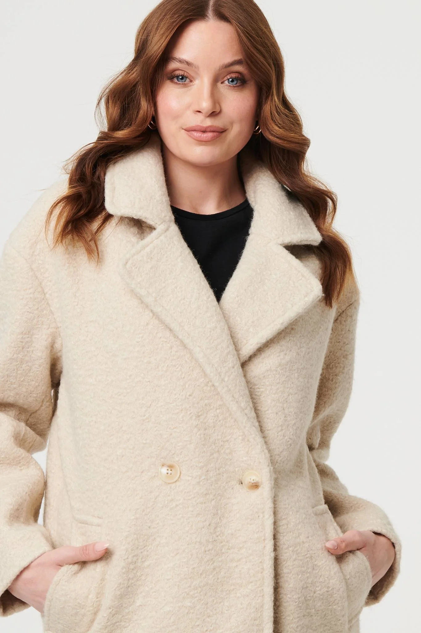Texture Long Sleeve Oversized Coat