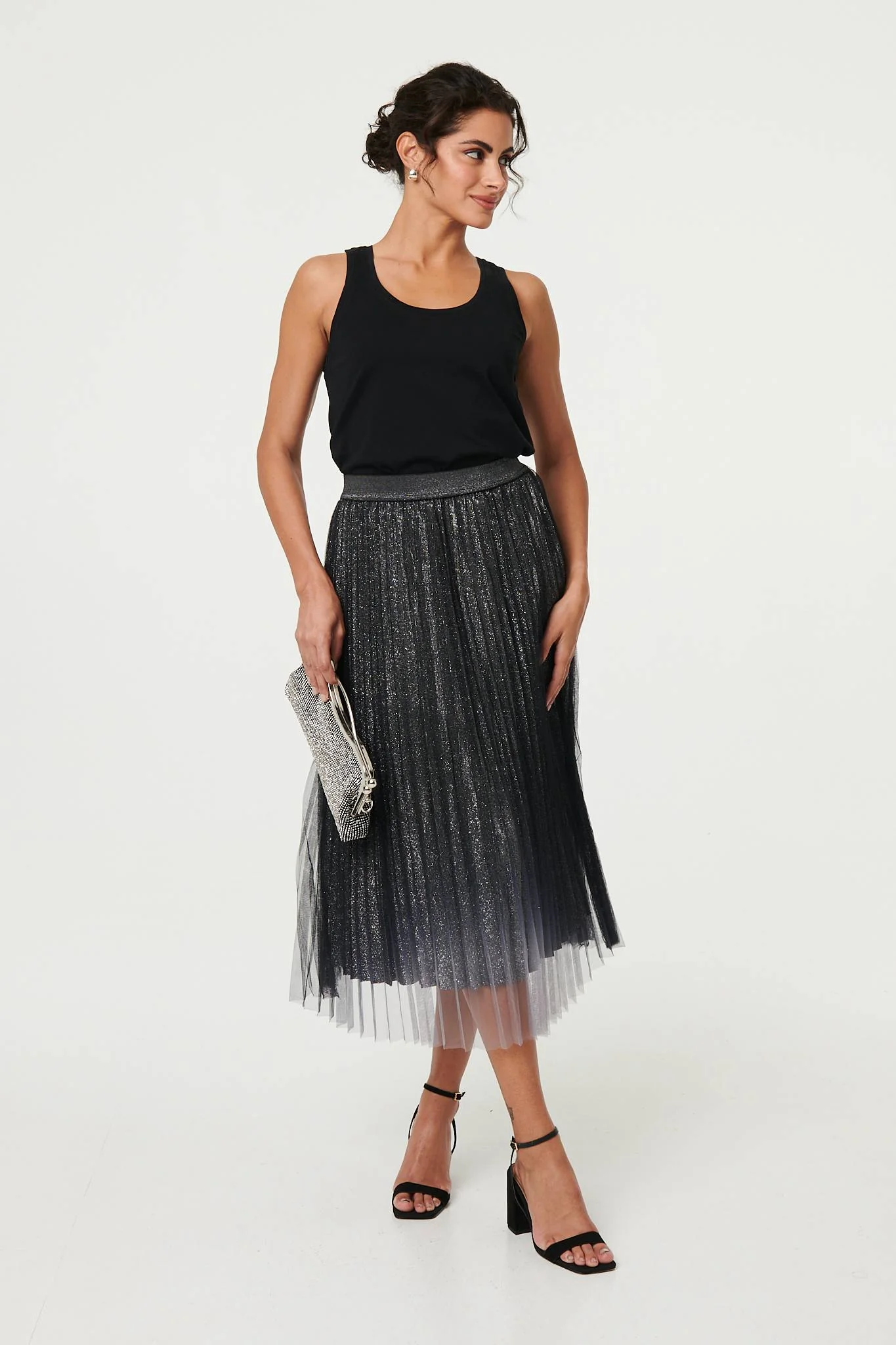 Sparkly Semi Sheer High Waist Skirt