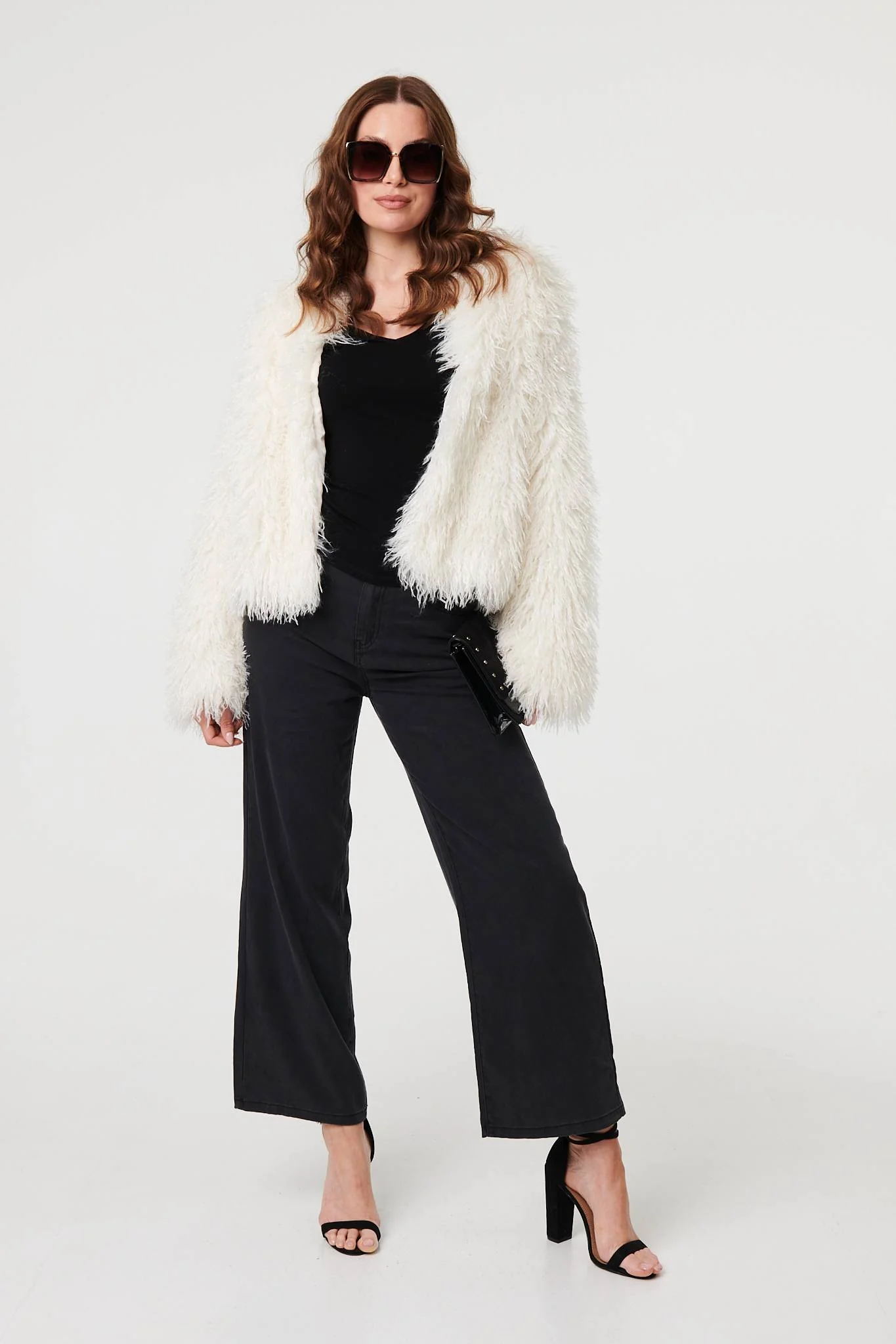 Faux Fur Textured Cropped Jacket
