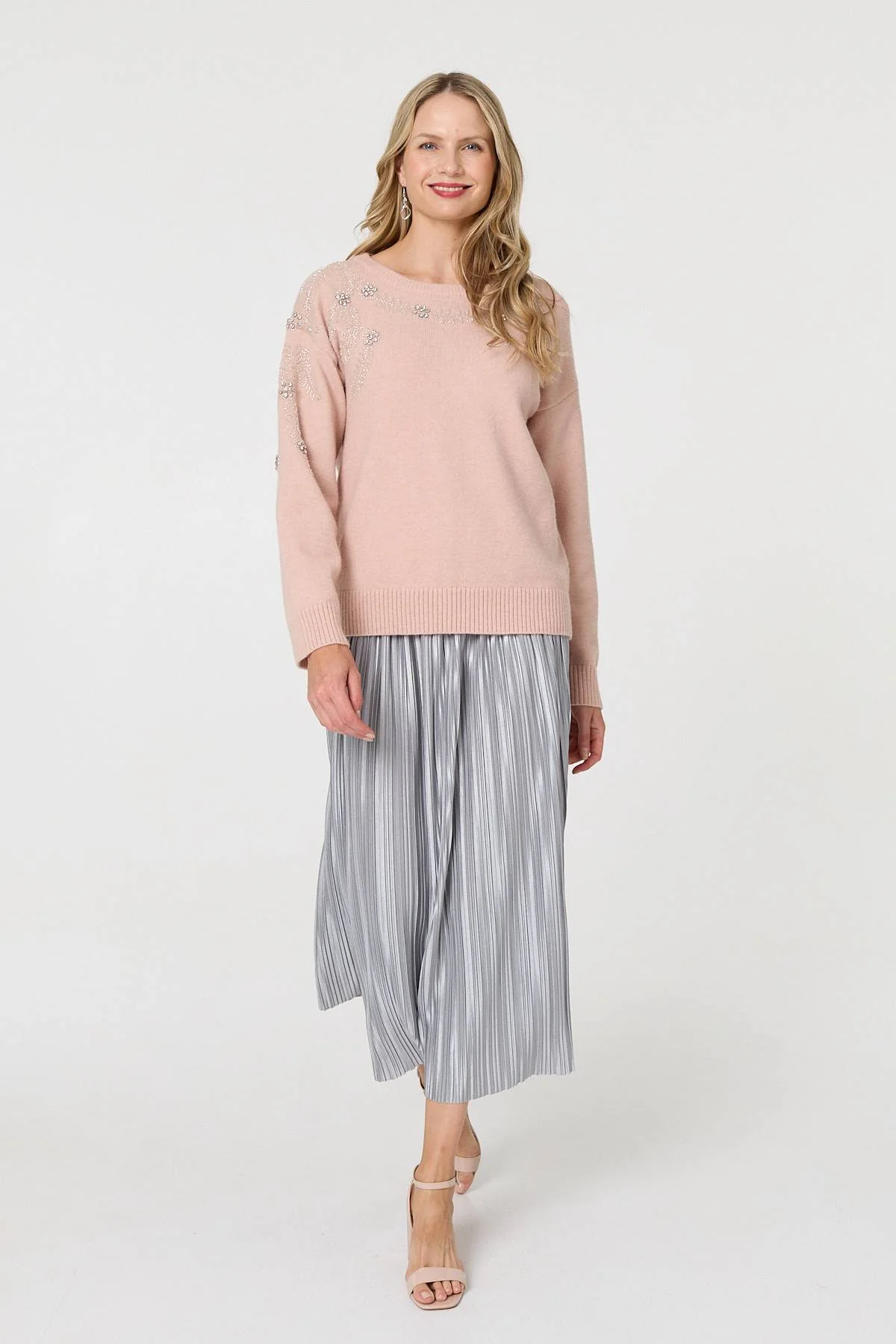 Sparkly Floral Detail Relaxed Jumper