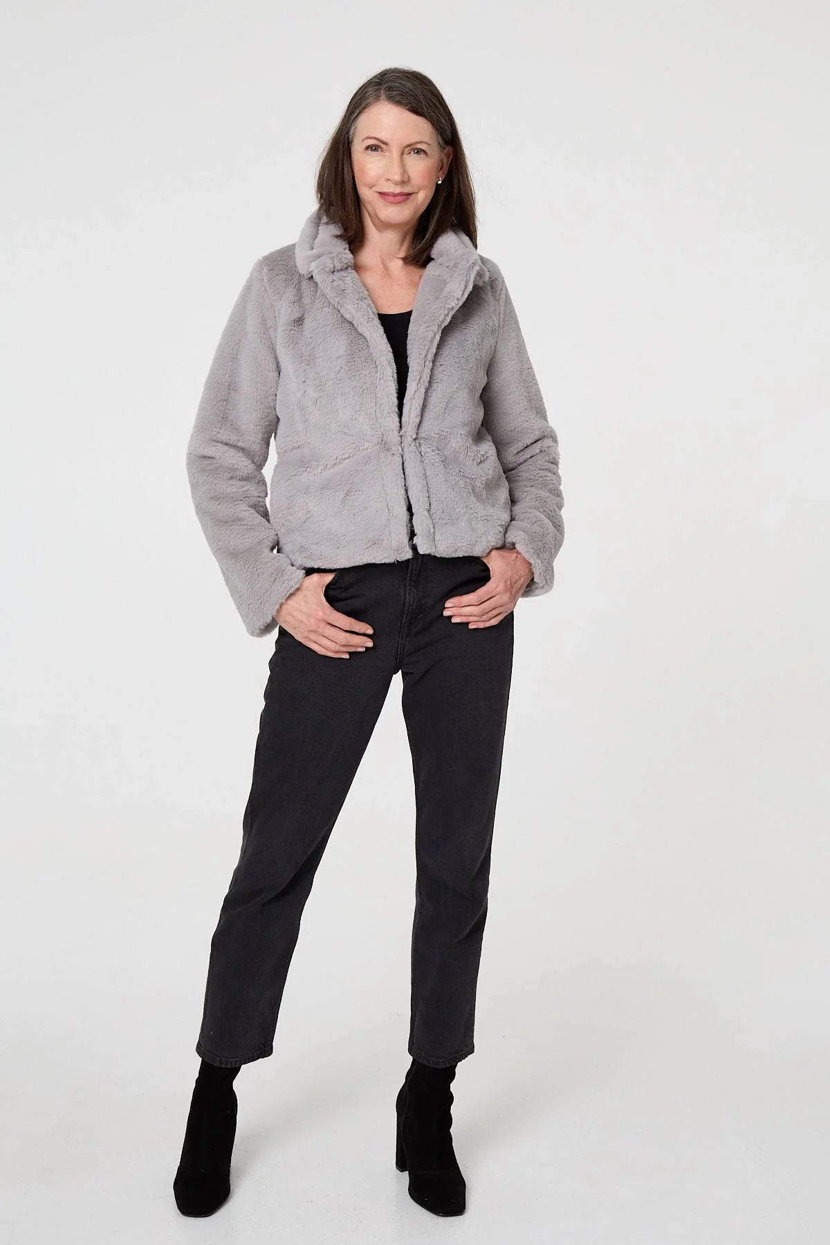 Faux Fur Long Sleeve Cropped Jacket