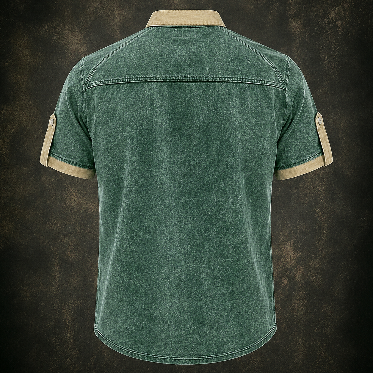 Vintage Washed Contrast Trim Pocket Short Sleeve Shirt For Men