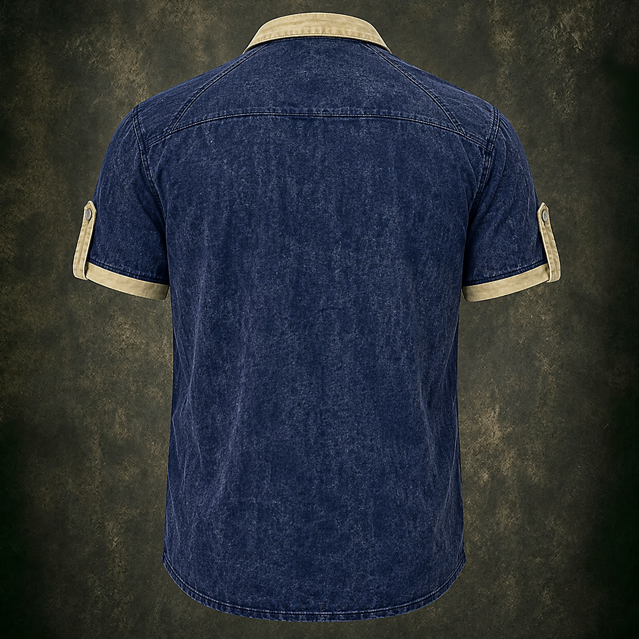 Vintage Washed Contrast Trim Pocket Short Sleeve Shirt For Men