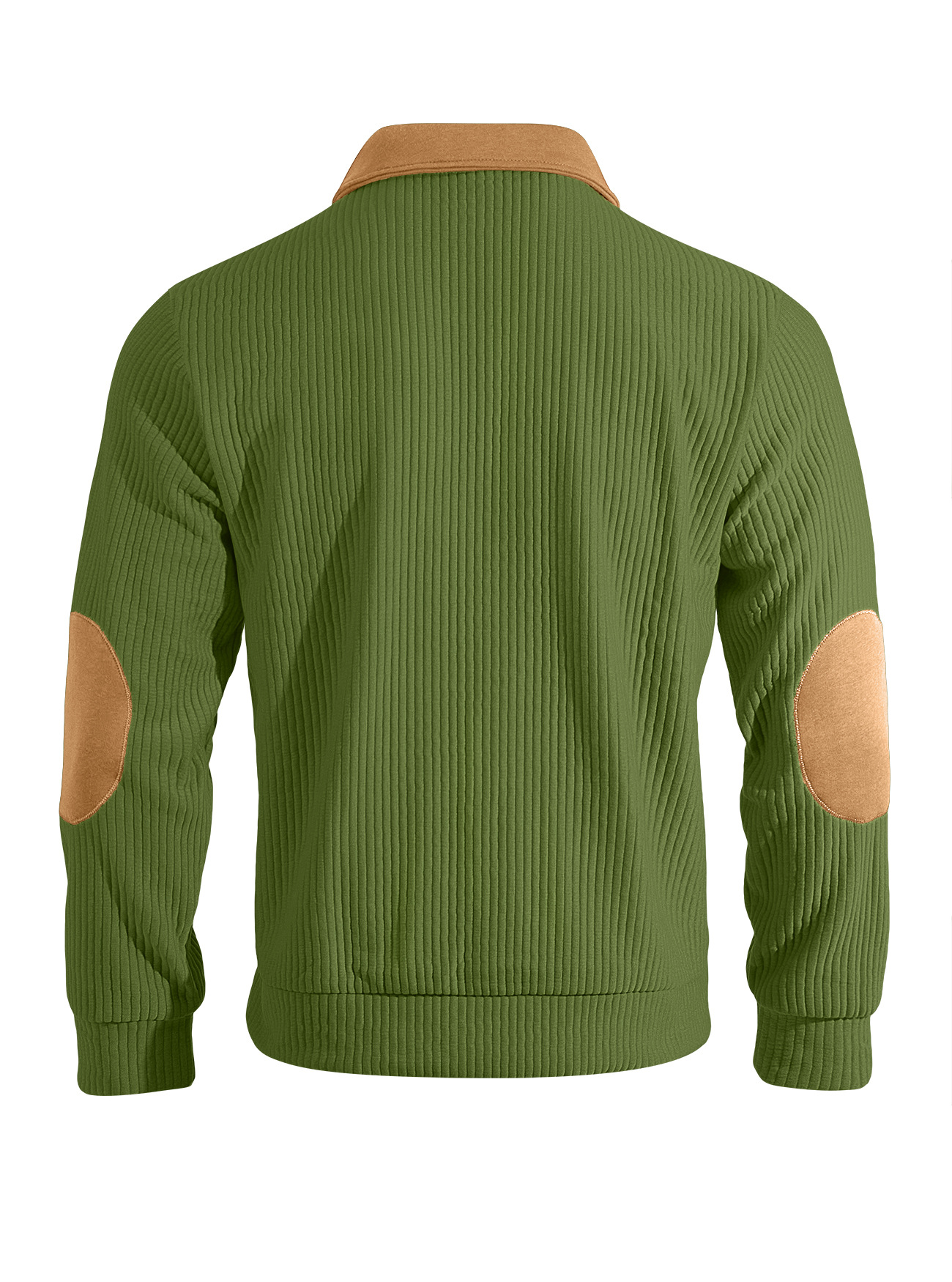 Men's Contrast-Yoke Half-Zip Corduroy Pullover with Elbow Patches