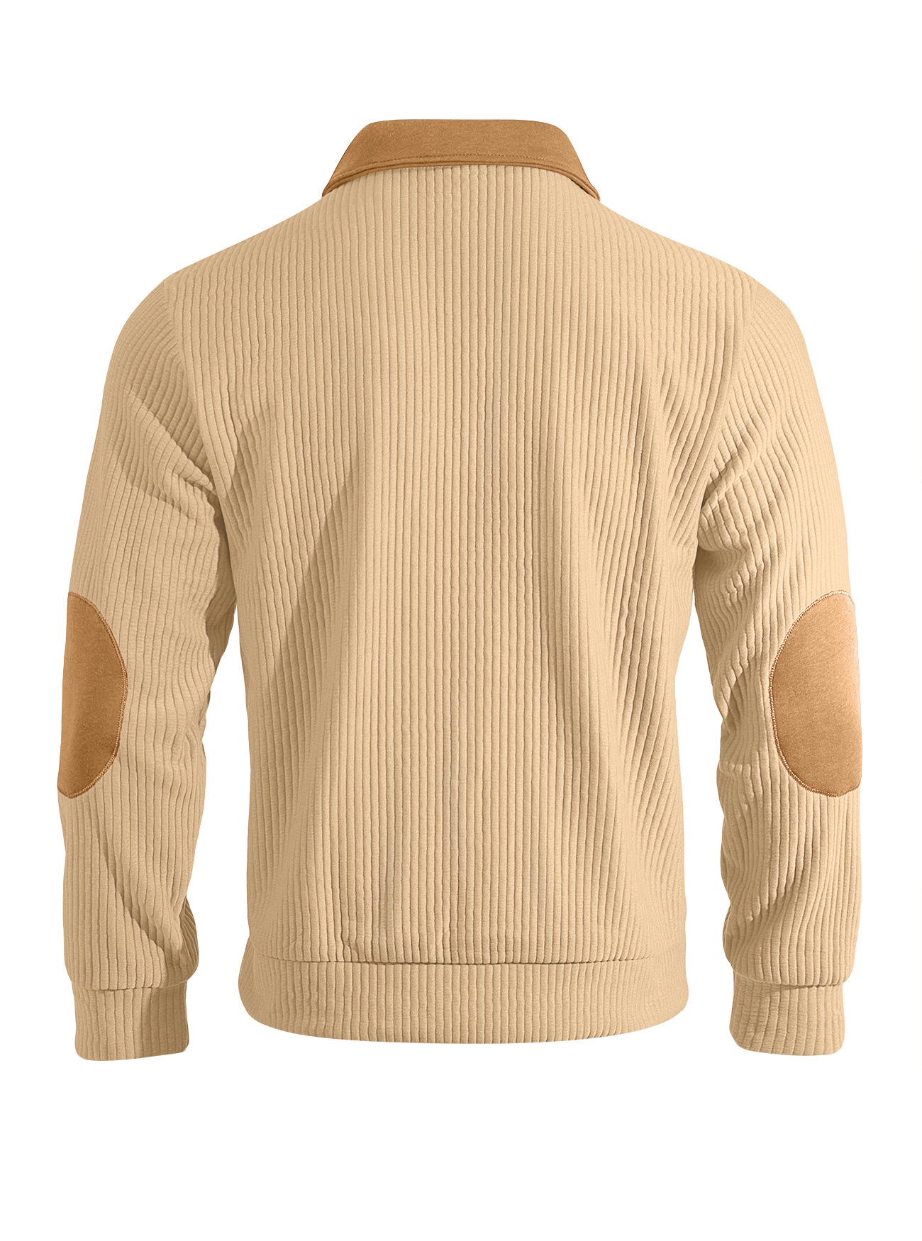 Men's Contrast-Yoke Half-Zip Corduroy Pullover with Elbow Patches