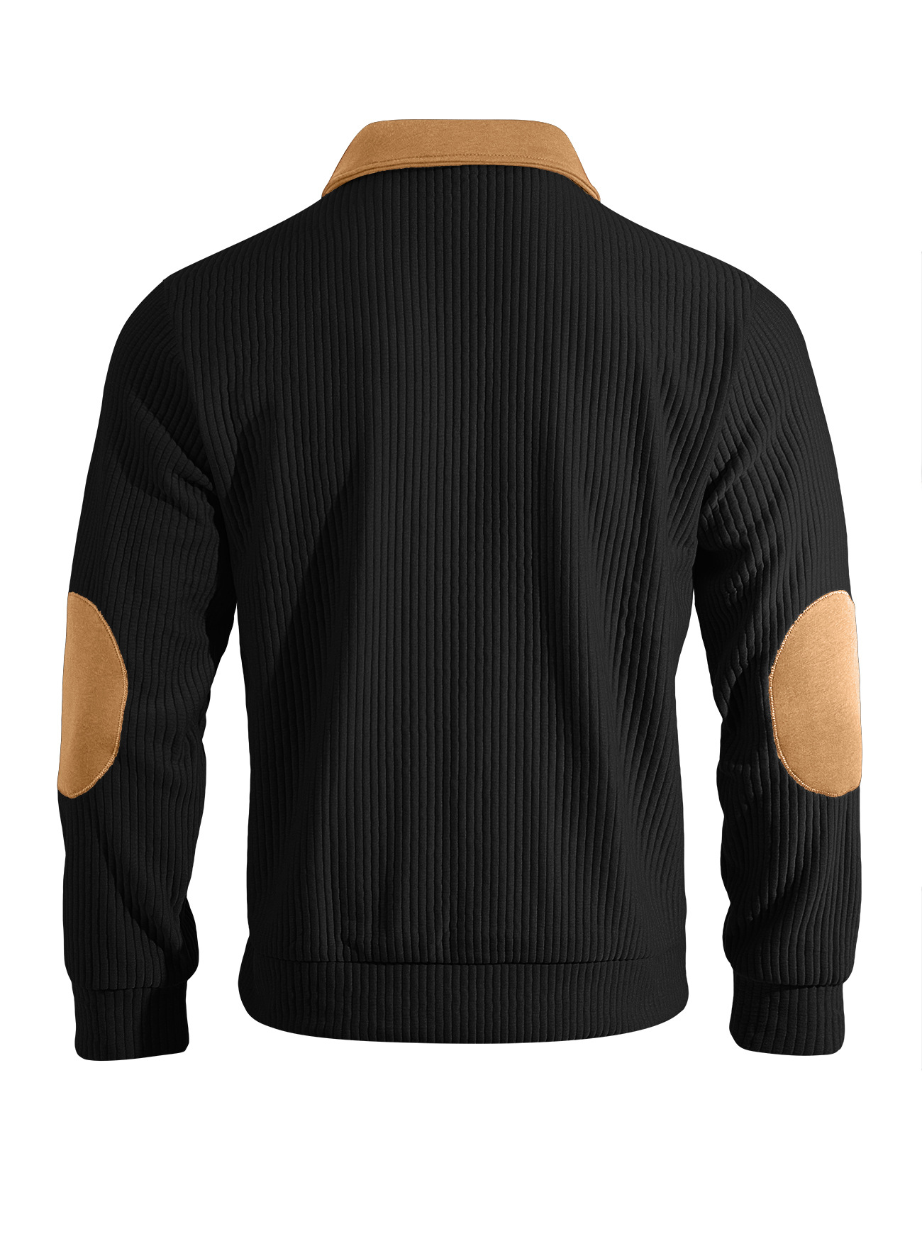 Men's Contrast-Yoke Half-Zip Corduroy Pullover with Elbow Patches