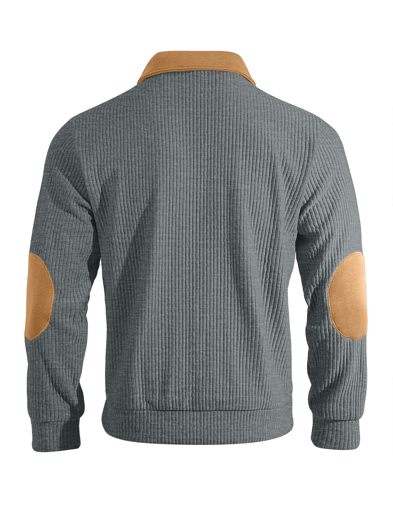 Men's Contrast-Yoke Half-Zip Corduroy Pullover with Elbow Patches