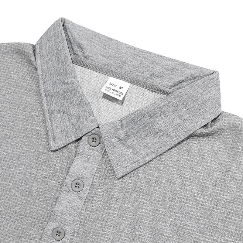 Men's Waffle Knit Long Sleeve Polo Shirt