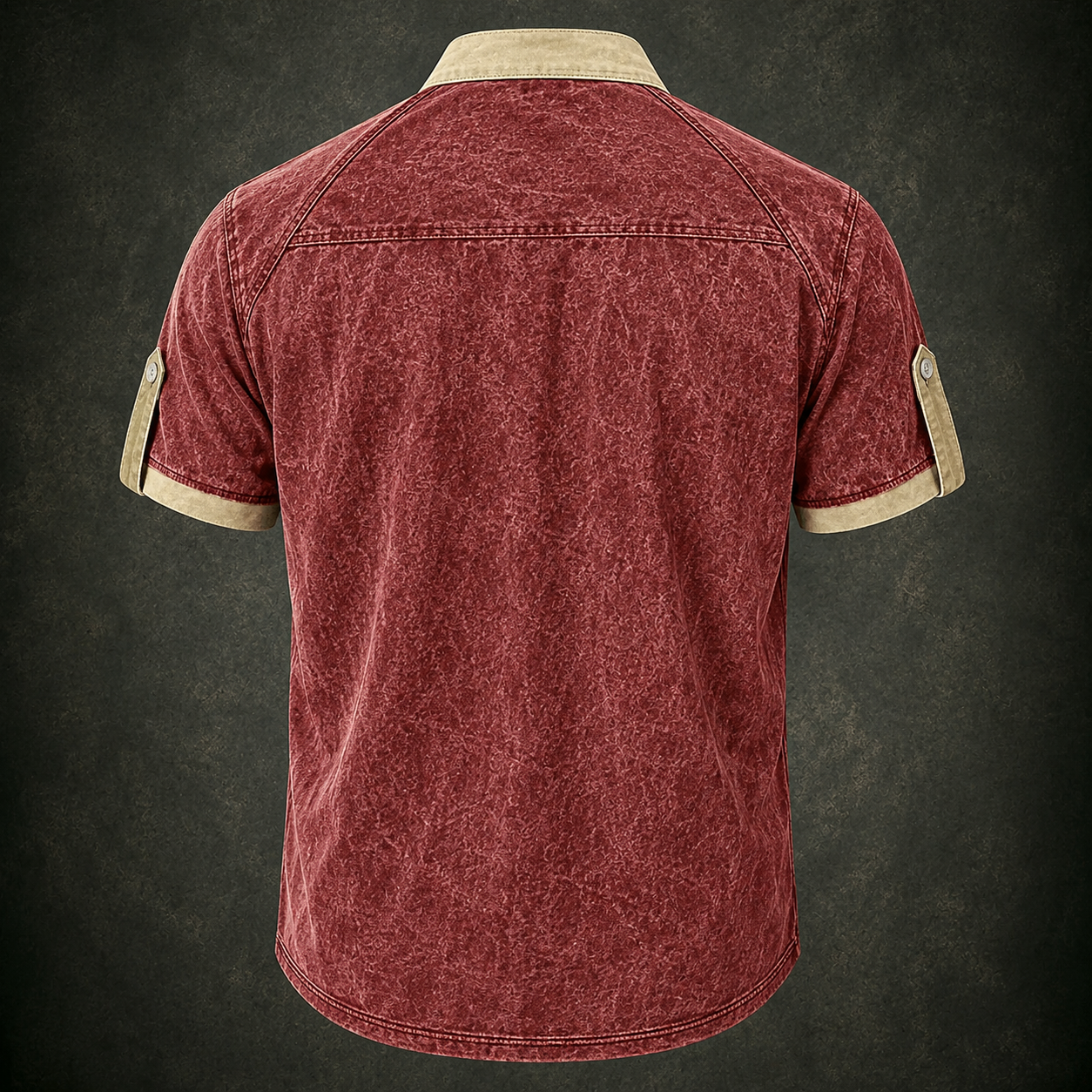 Vintage Washed Contrast Trim Pocket Short Sleeve Shirt For Men