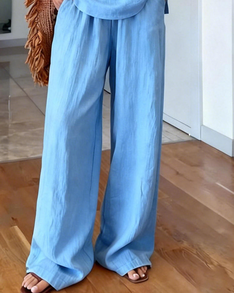 Casual Loose Fit Cotton Blend 2-Piece Set