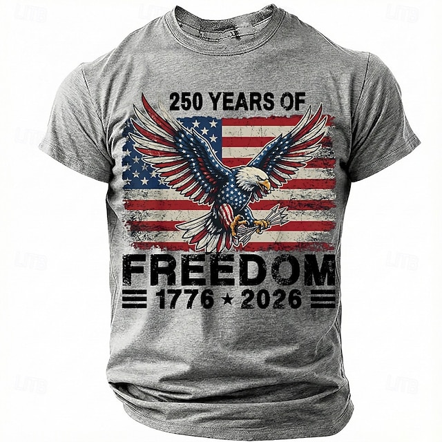 America's 250th Anniversary Men's American US Flag 1776 T Shirt Short Sleeve T shirt 3D Print Crew Neck Shirt Daily Military
