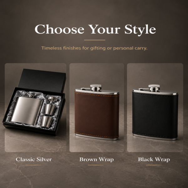 Stainless Steel Hip Flask Gift Set 