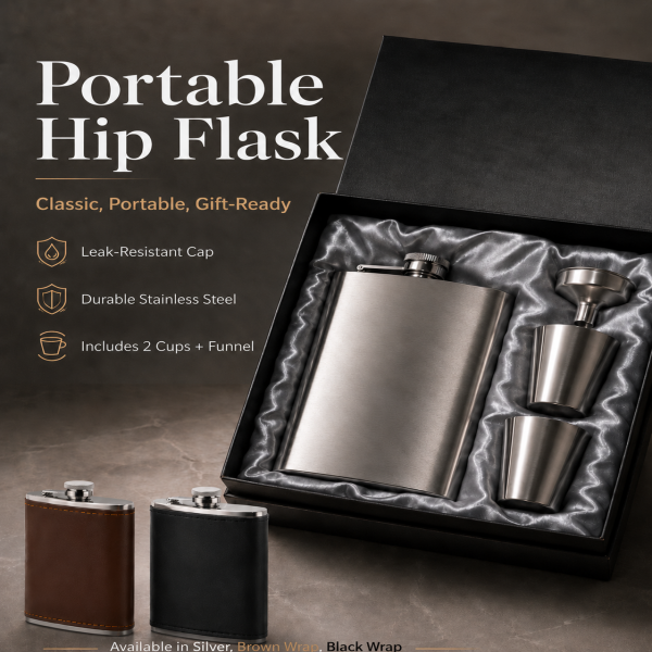 Stainless Steel Hip Flask Gift Set 