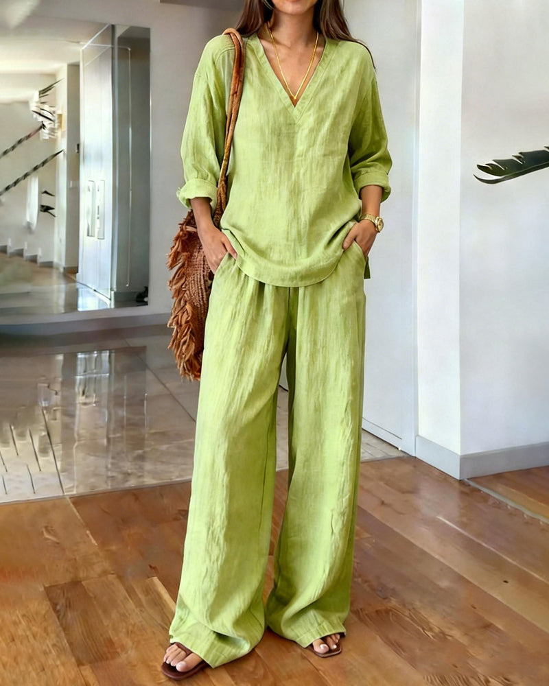 Casual Loose Fit Cotton Blend 2-Piece Set