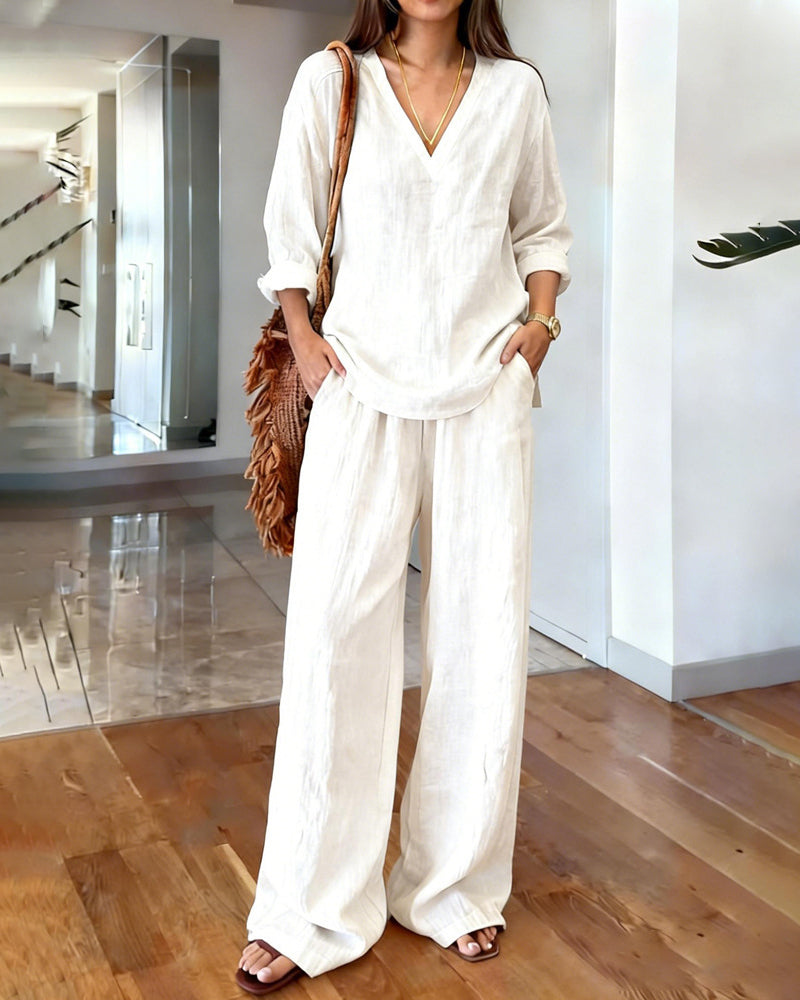 Casual Loose Fit Cotton Blend 2-Piece Set