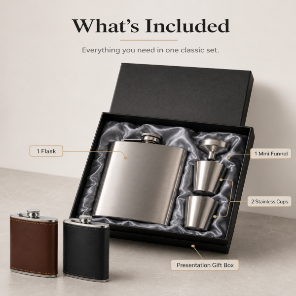 Stainless Steel Hip Flask Gift Set 