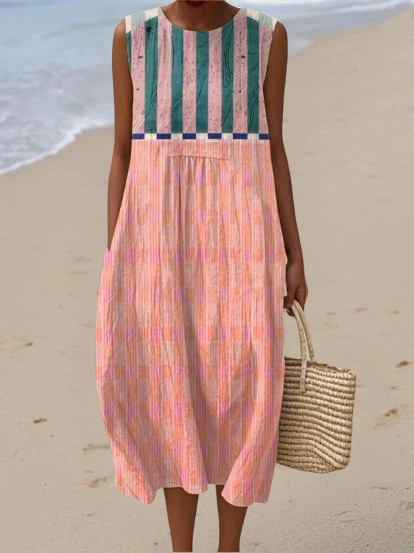 Striped Pastel Midi Dress